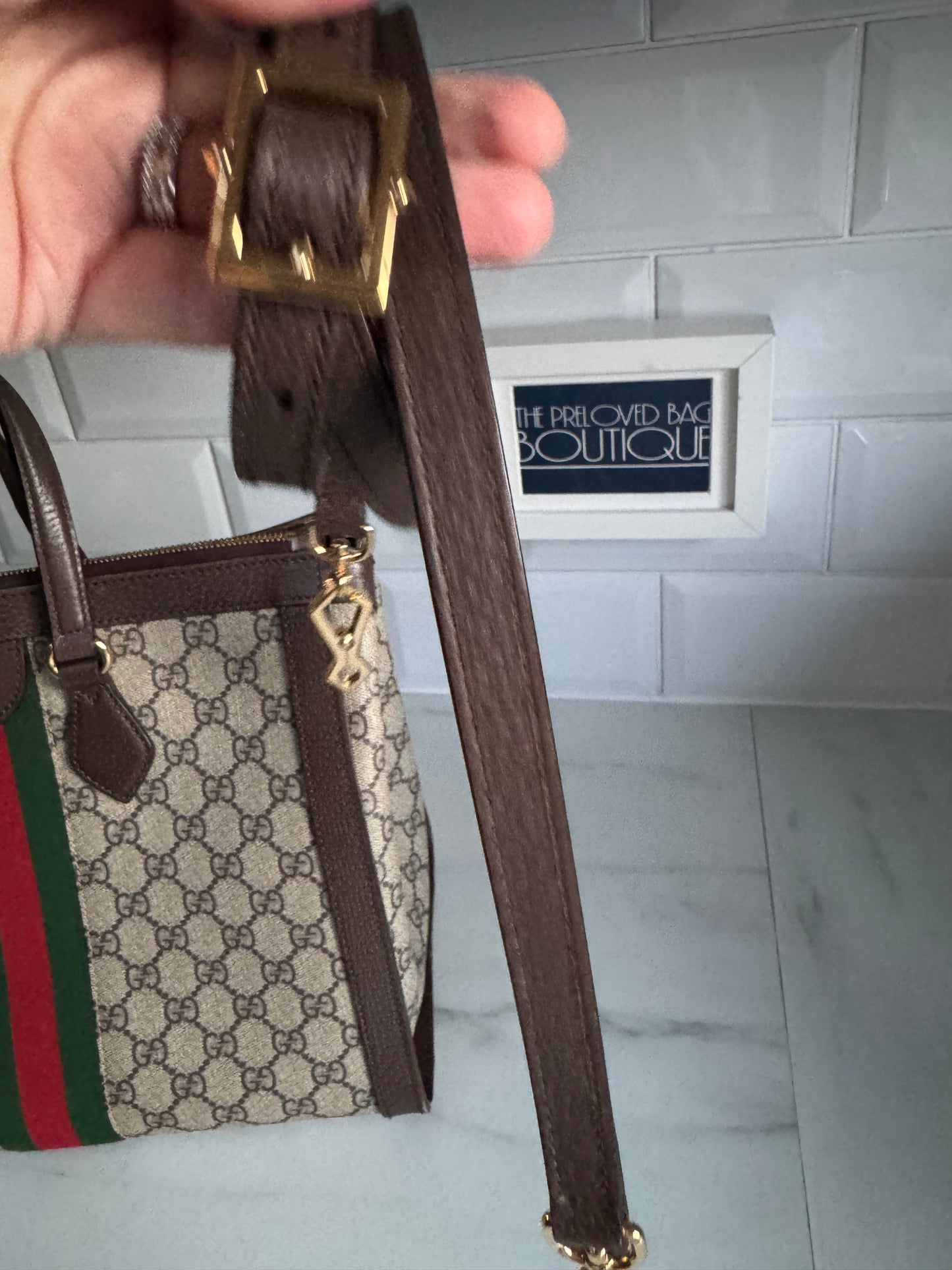 Gucci Medium Ophidia Tote - Brown, Green, Red, Grey