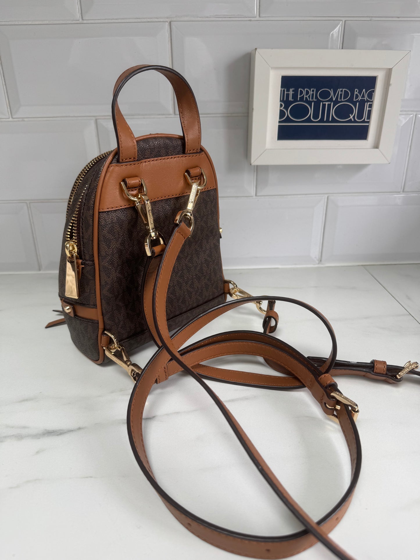 Michael Kors Rhea Mini Backpack - Brown