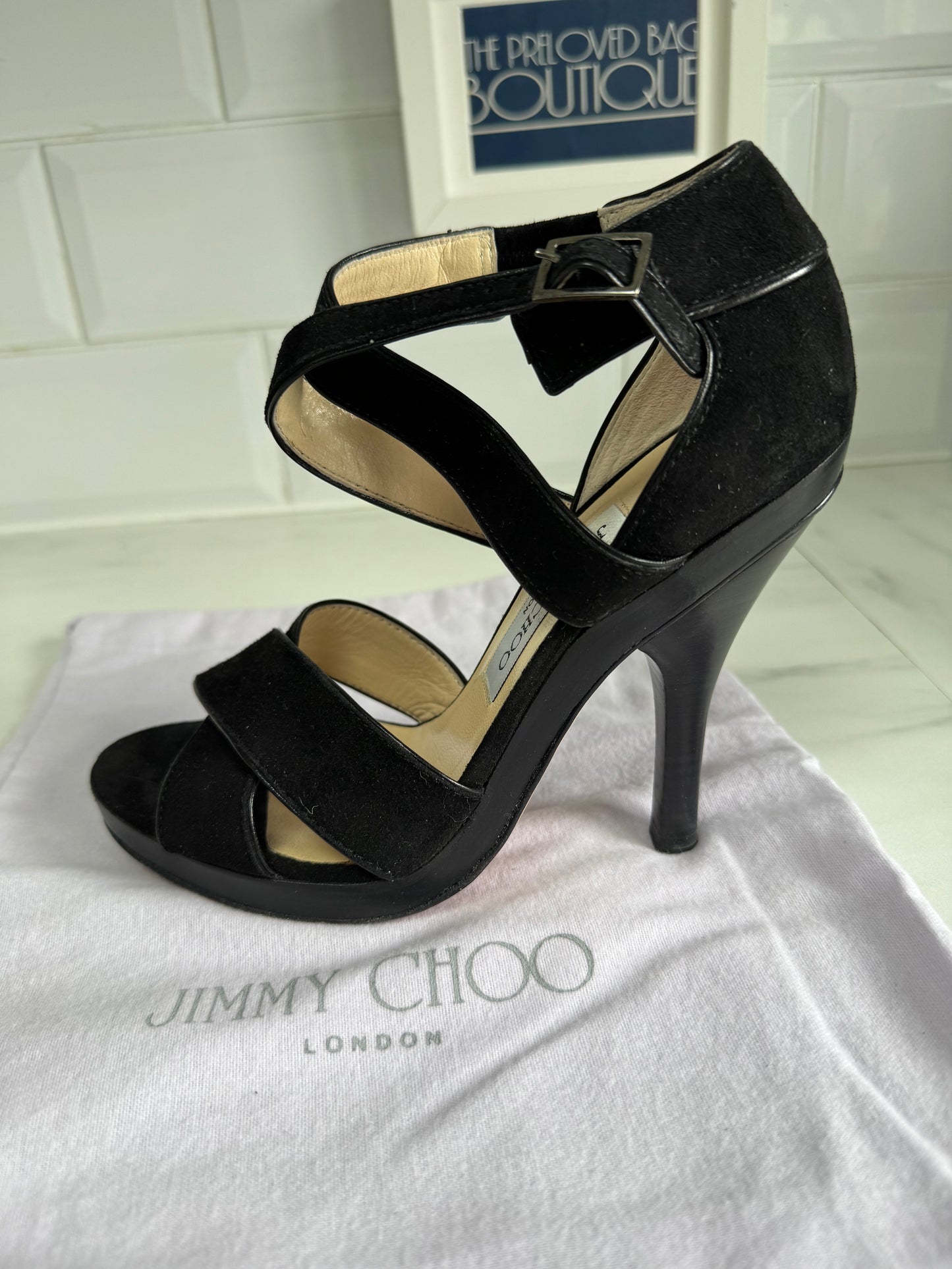 Jimmy Choo Florek Suede Platform Sandals - Black