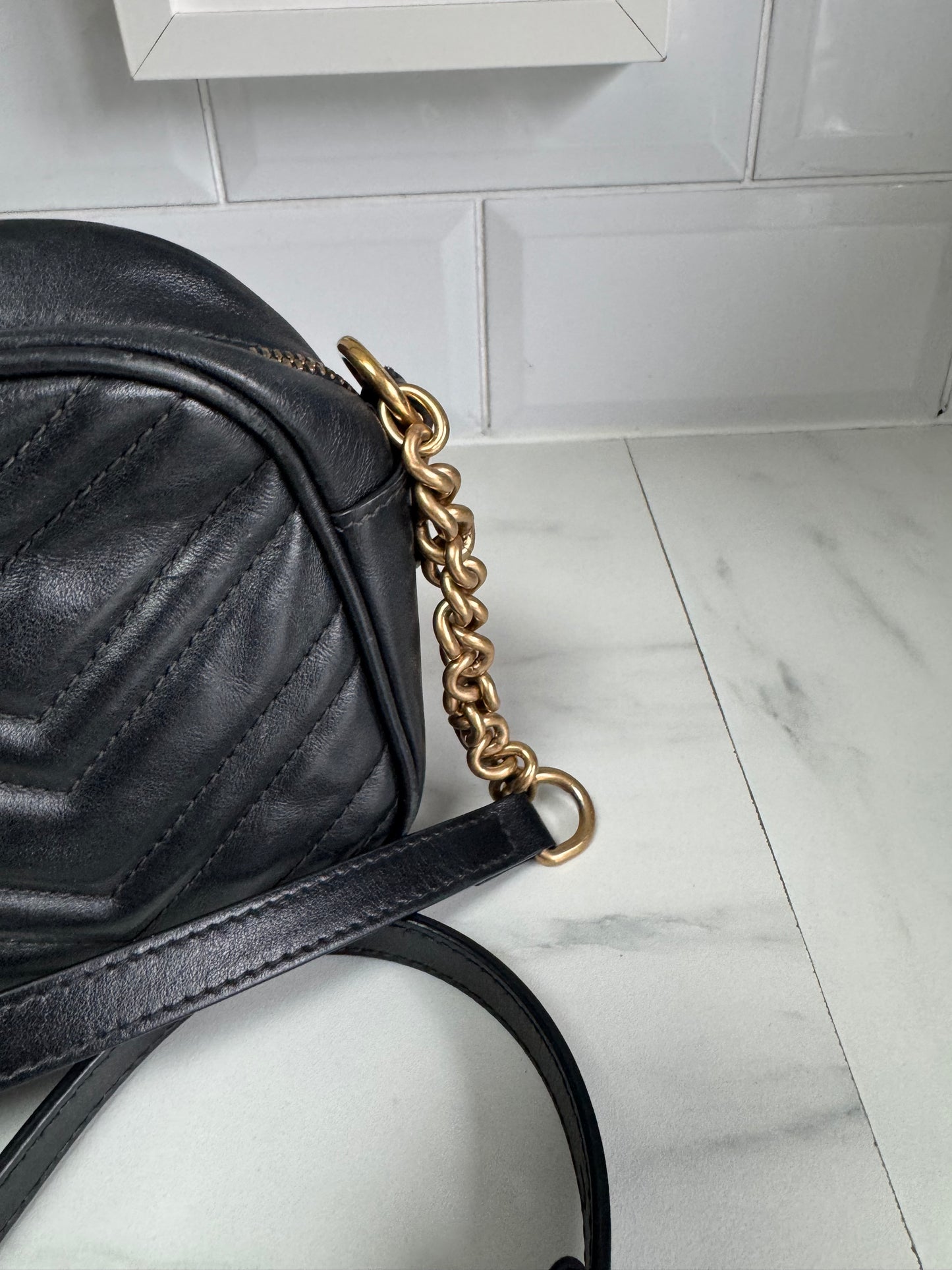 Gucci GG Mini Marmont Shoulder Bag - Black