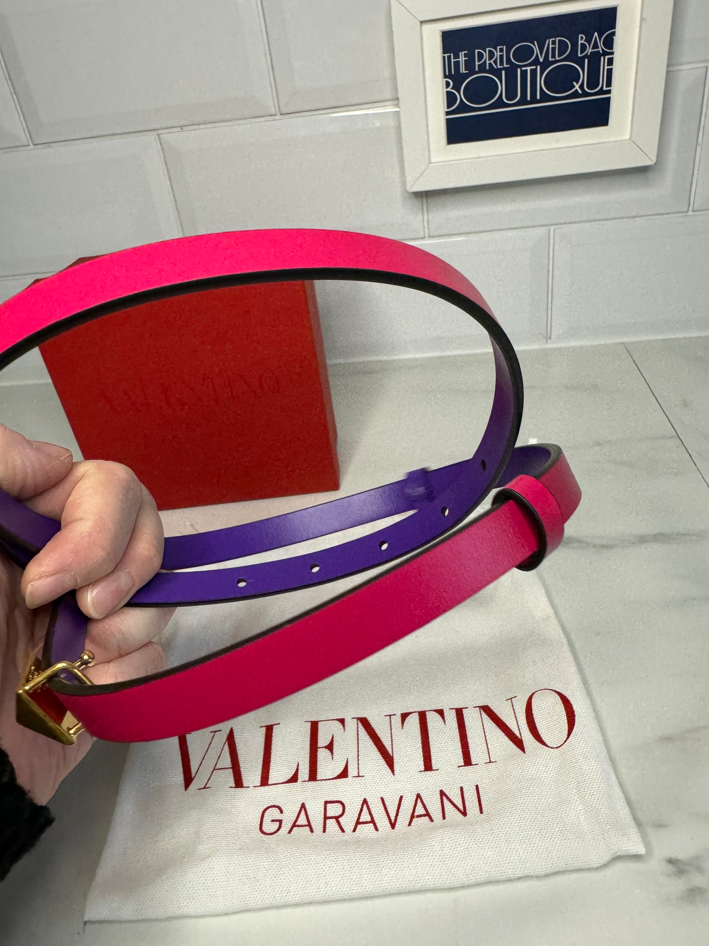 Valentino Garavani Small Stud Reversible Belt - Purple/Pink