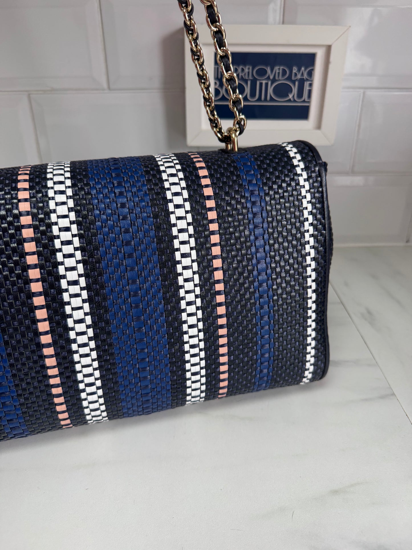 Mulberry Medium Twilight Rafia Lily - blue, pink, black and white