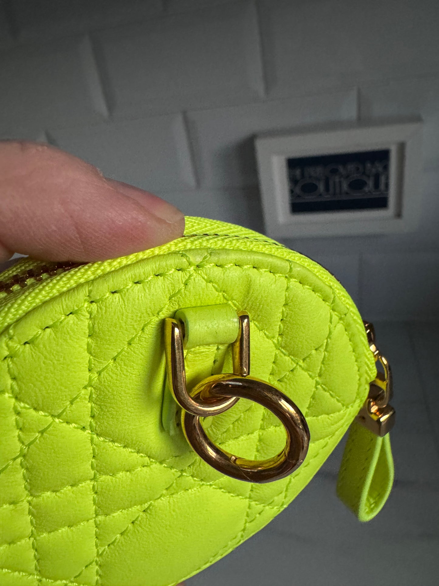 Dior Caro Small Coin Pouch - Fluorescent Lime