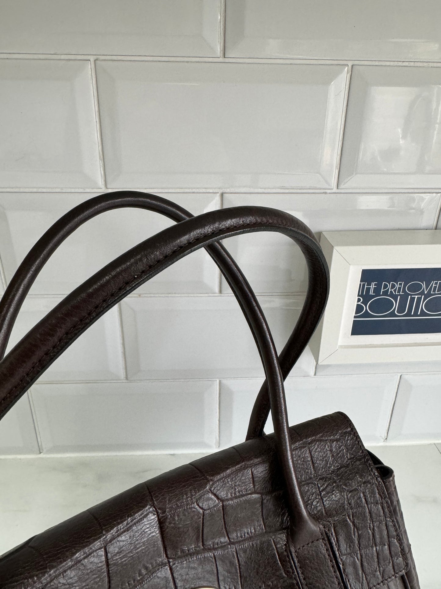 Mulberry East West Bayswater - Chocolate Croc Embossed