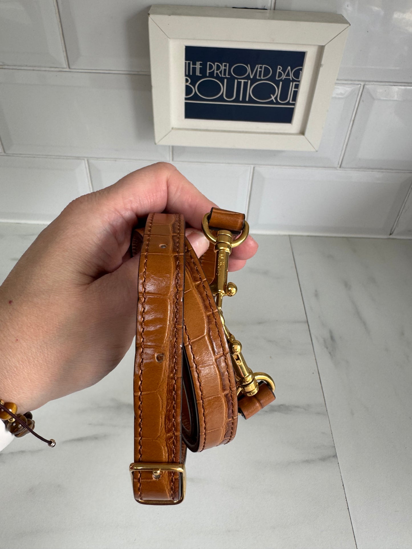 Mulberry Mini Seaton - Tobacco Brown Croc Embossed