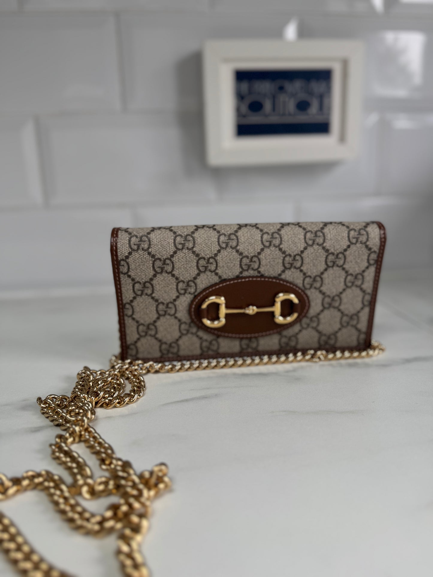 Gucci Horsebit Wallet on Chain - Brown and Beige