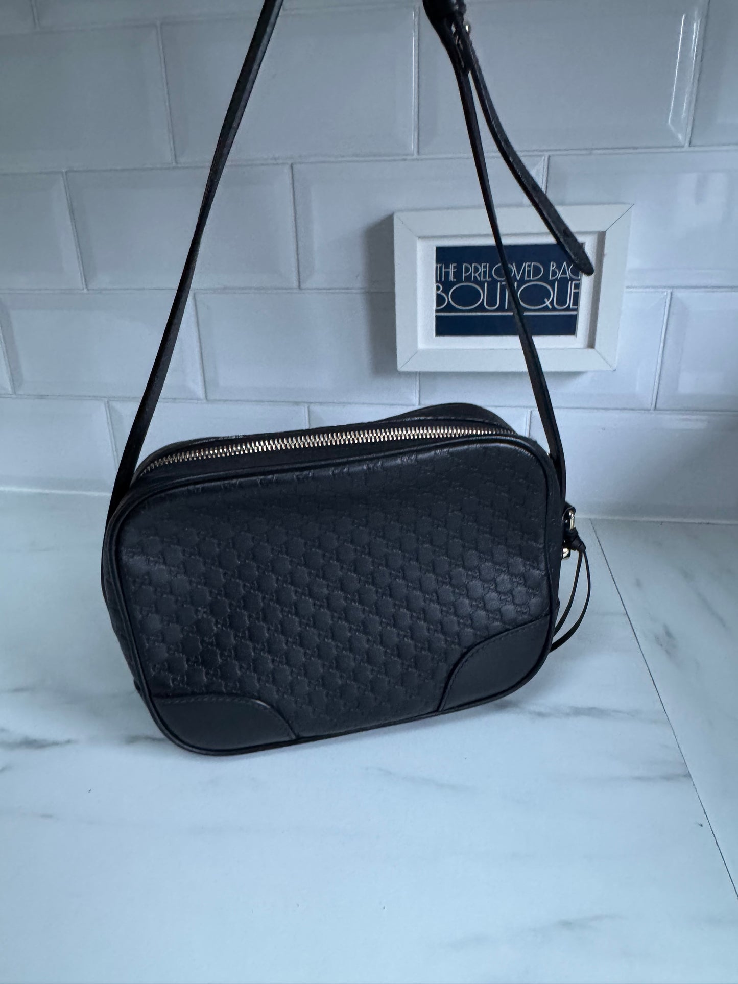 Gucci Micro Guccissima Bree Cross Body Bag - Black