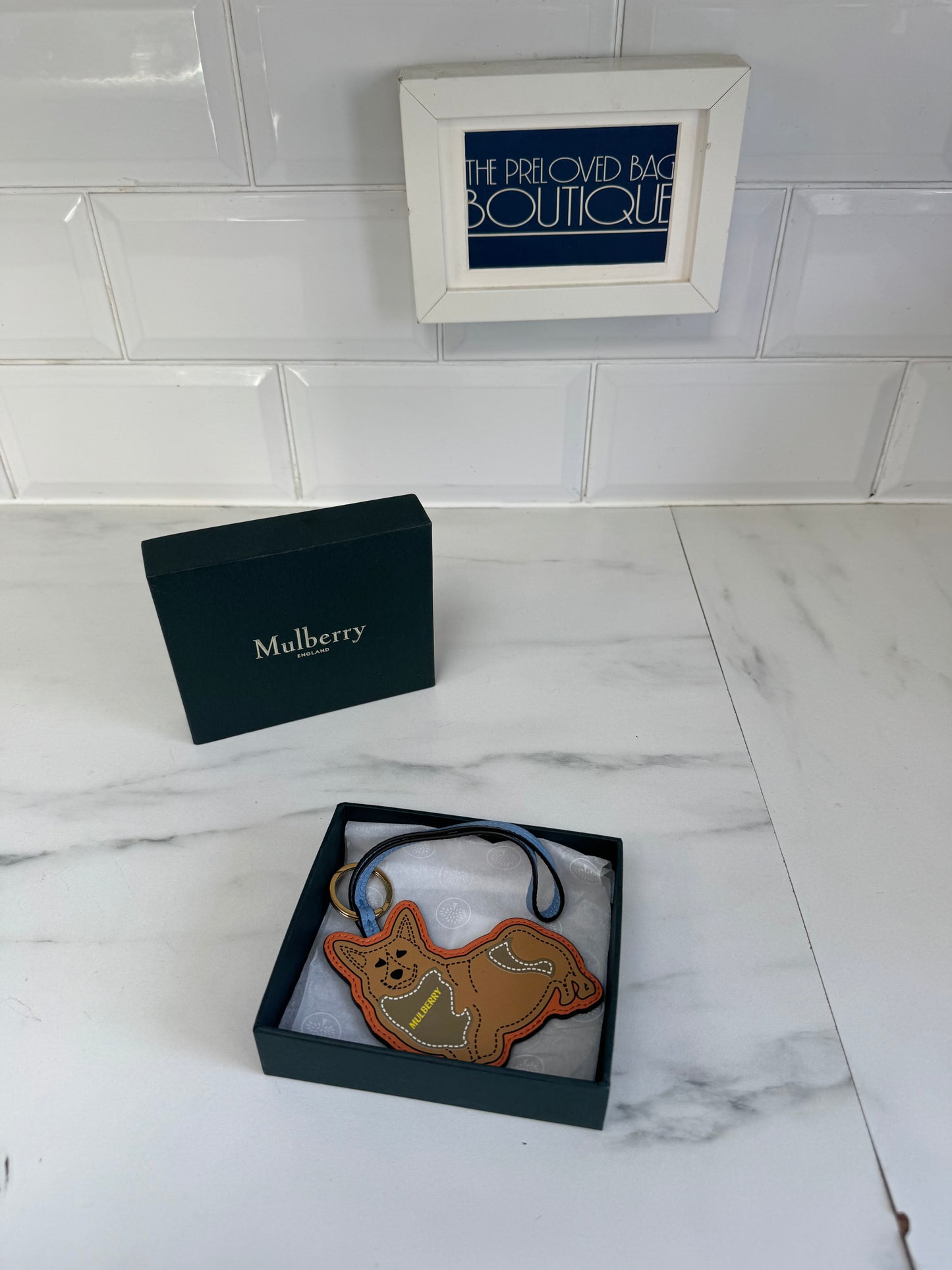 Mulberry Corgi Bag Charm/Keyring - Brown, Orange and Blue