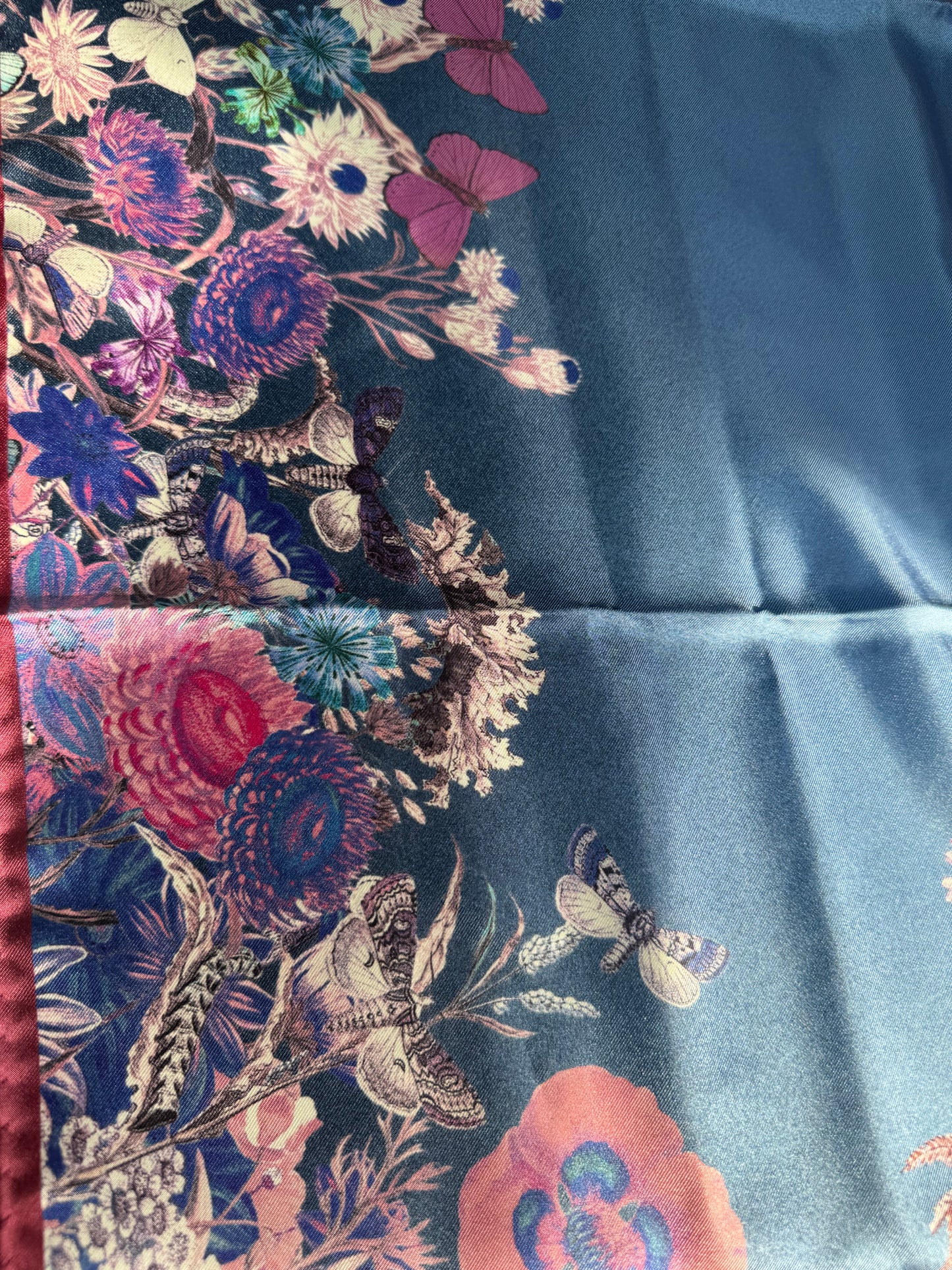 Aspinal “A” Floral scarf - Blue