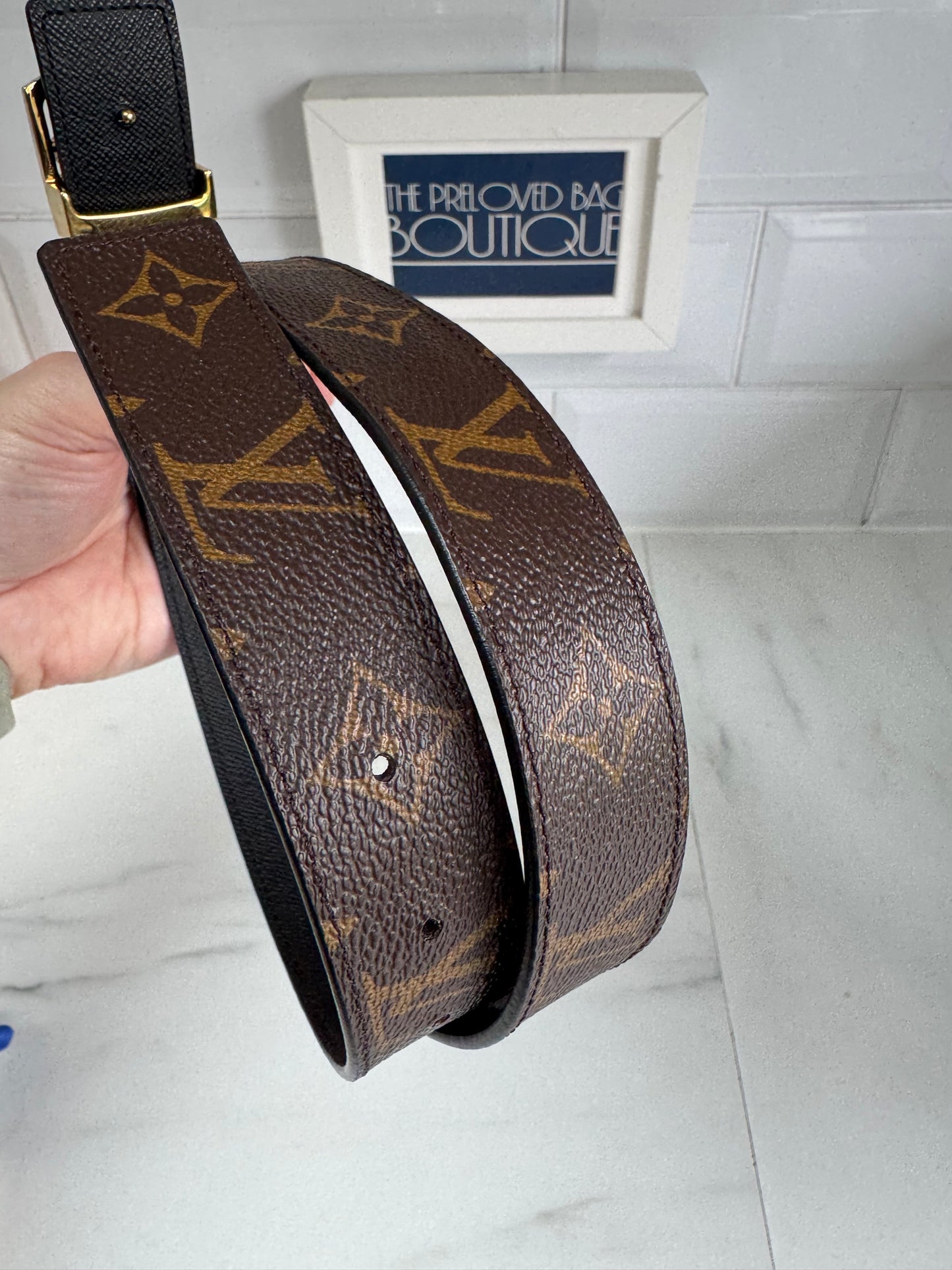 Louis Vuitton Initials Slim Monogram Belt - Brown