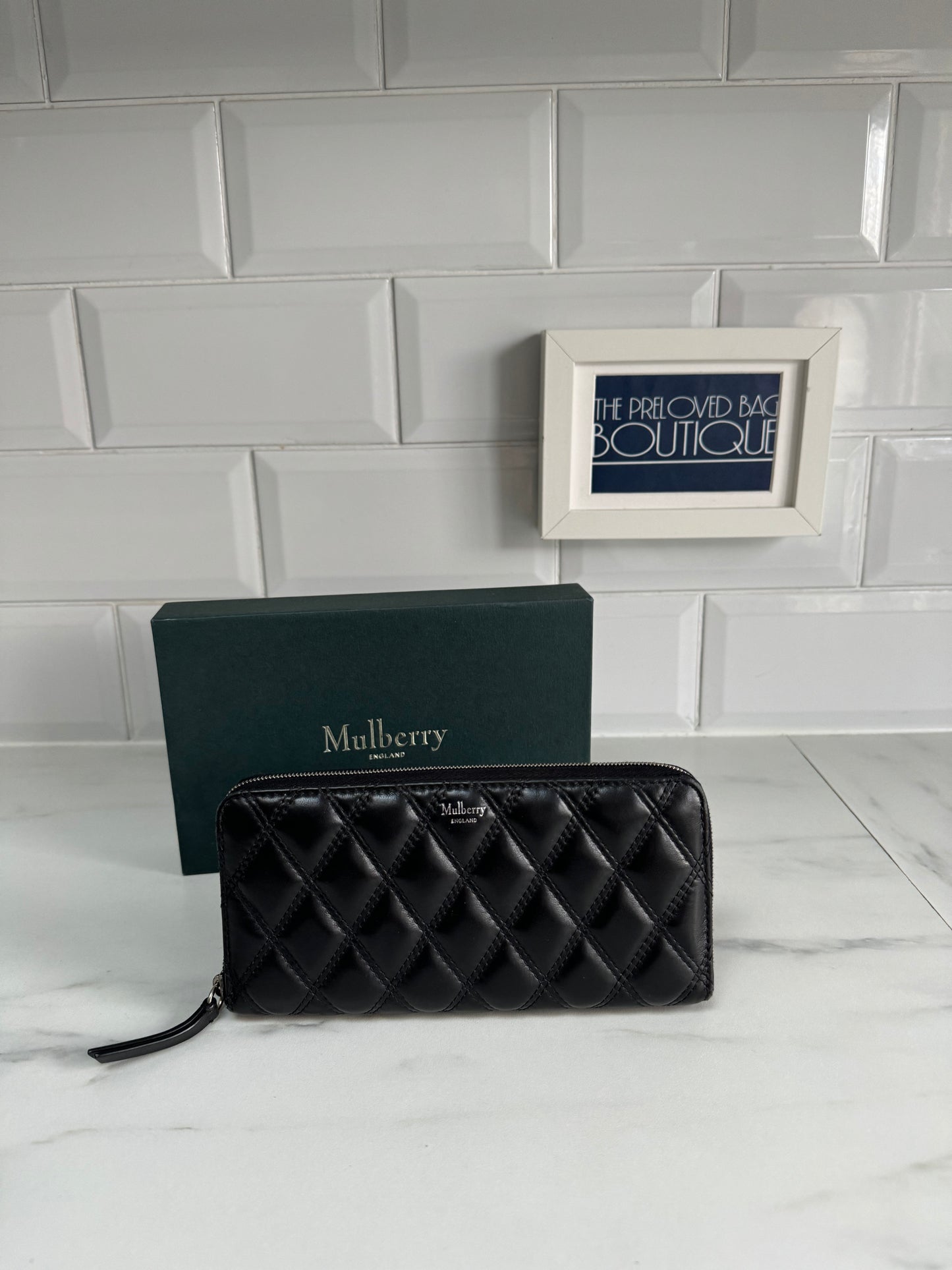 Mulberry Long Zip Around Quilted wallet - Black