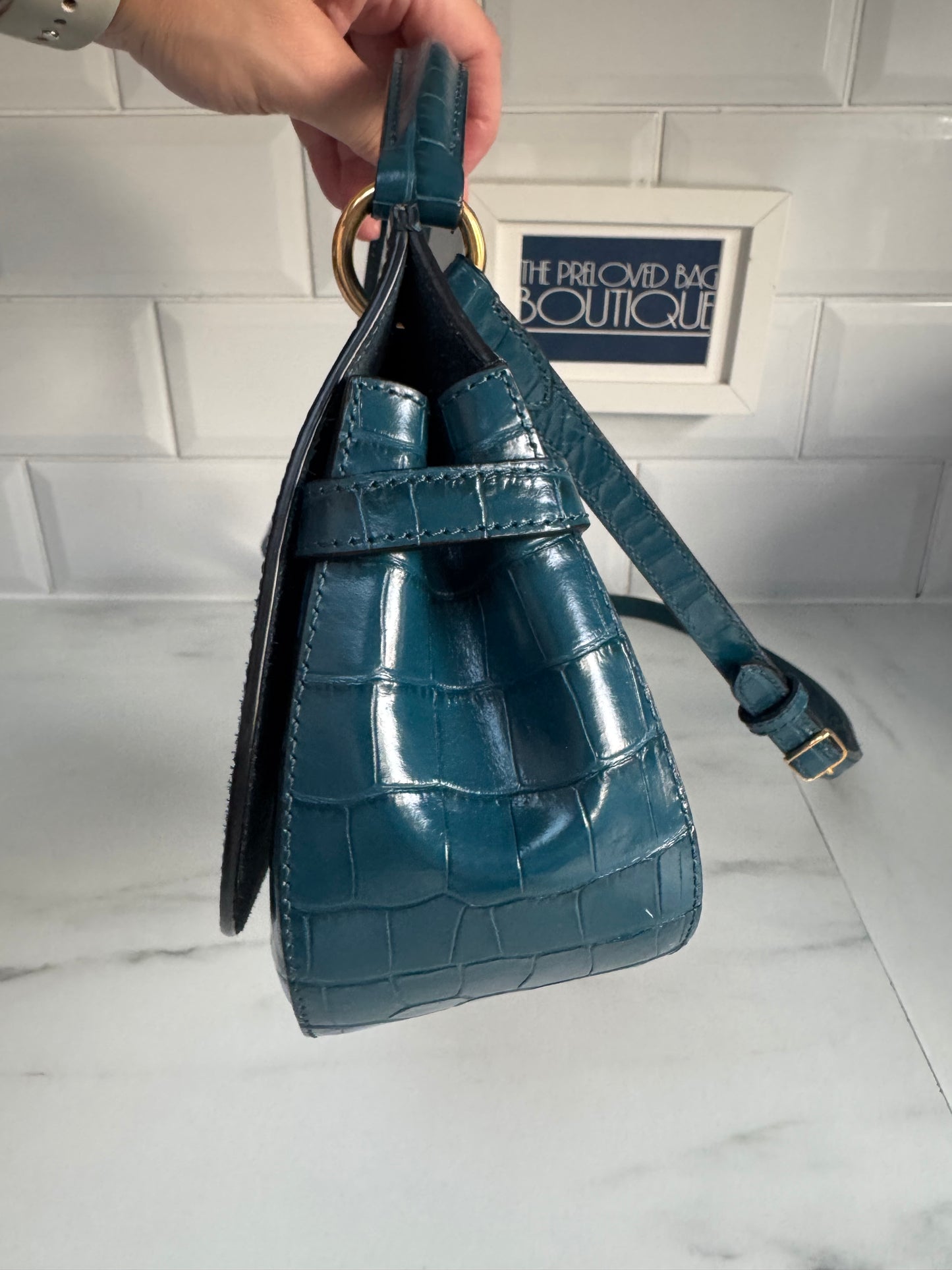 Mulberry Amberley - Teal Blue Croc Embossed