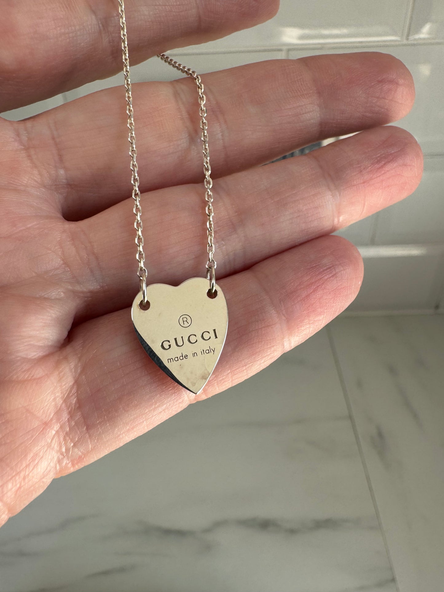 Gucci Trademark Bracelet with heart pendant -  Silver