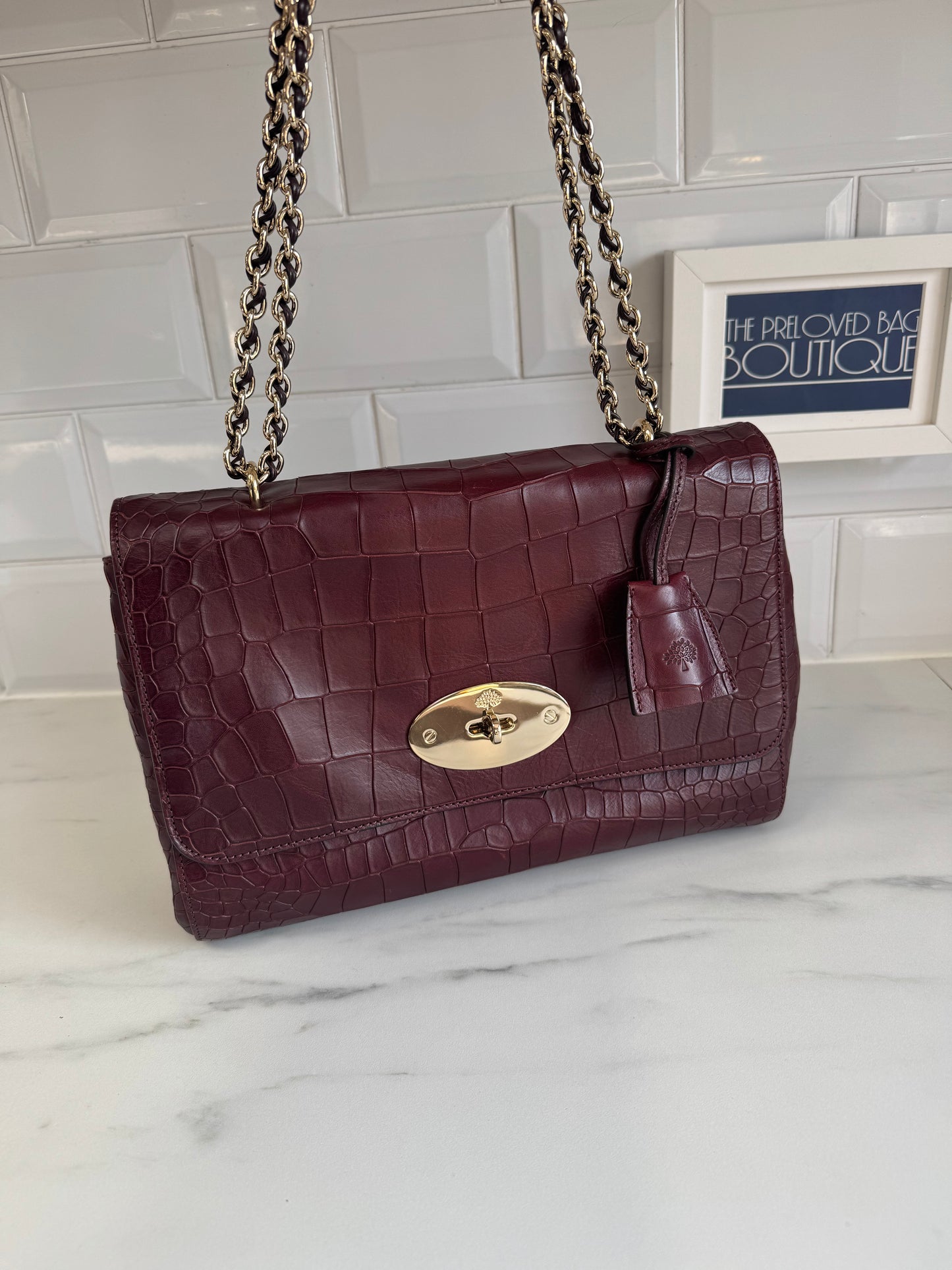 Mulberry Medium Lily - Oxblood Croc Embossed