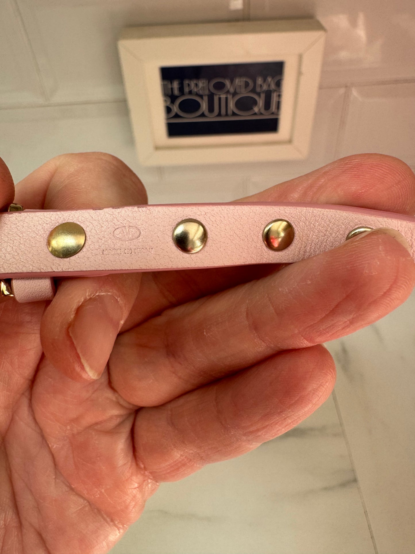 Valentino Garavani Vitello Rockstud  Leather Bracelet - Soft Pink