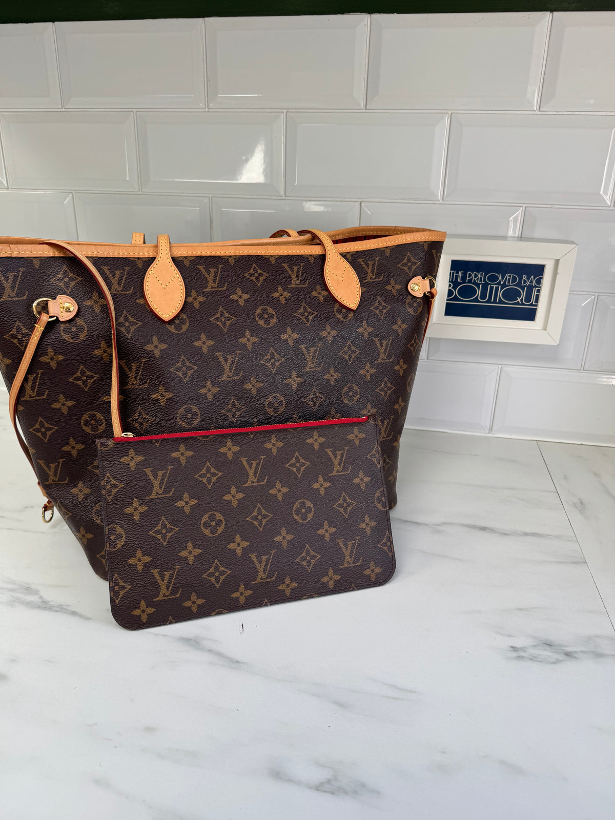 Louis Vuitton MM Neverfull & Pouch- Monogram Cerises