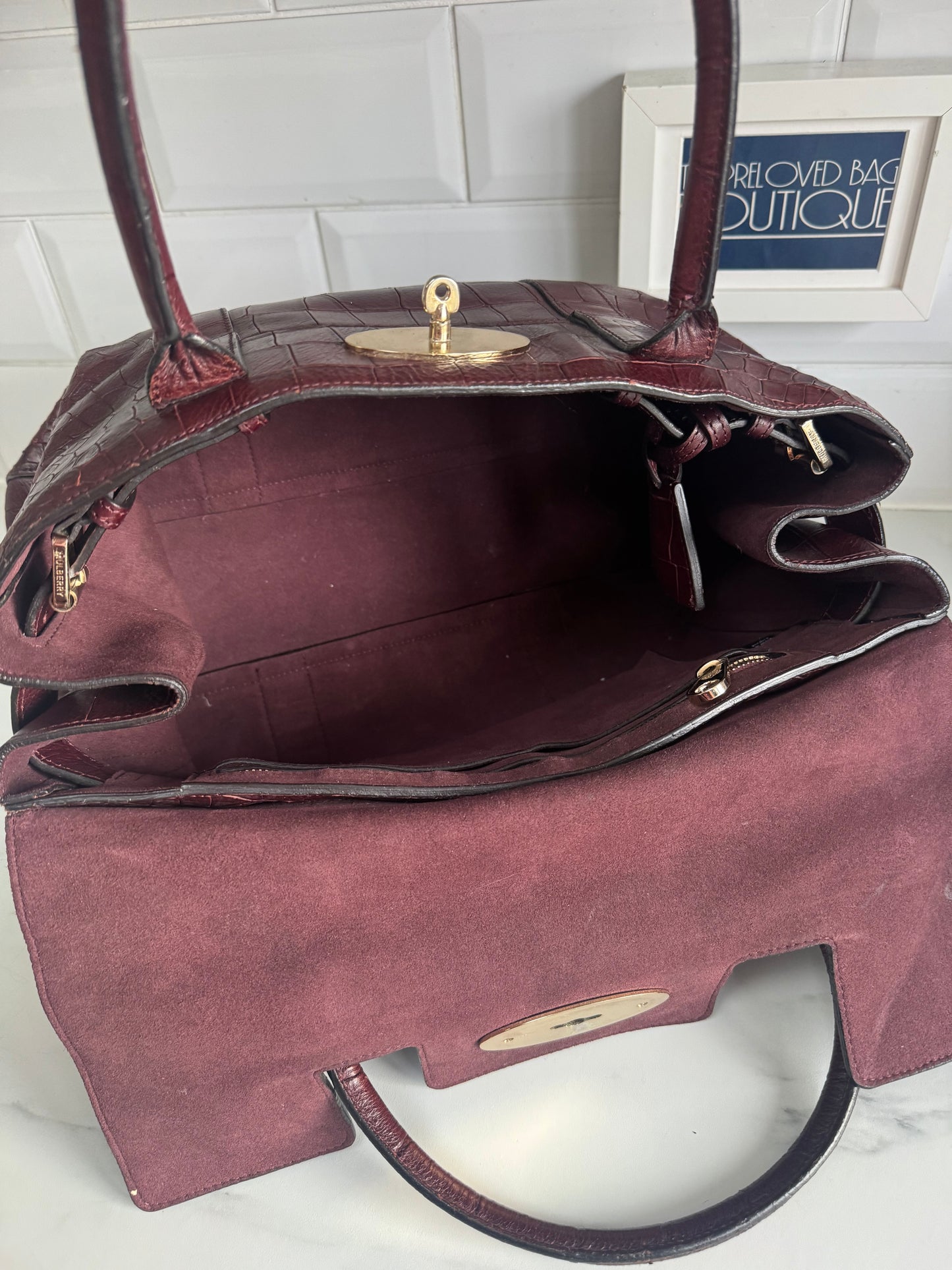 Mulberry Bayswater - Oxblood Croc Embossed