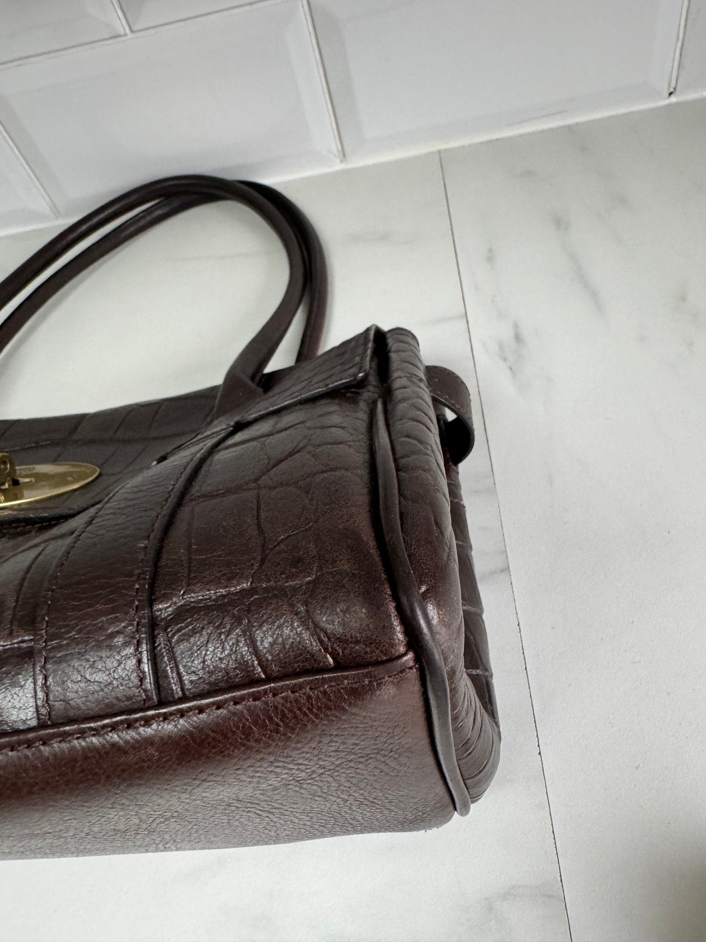 Mulberry East West Bayswater - Chocolate Croc Embossed