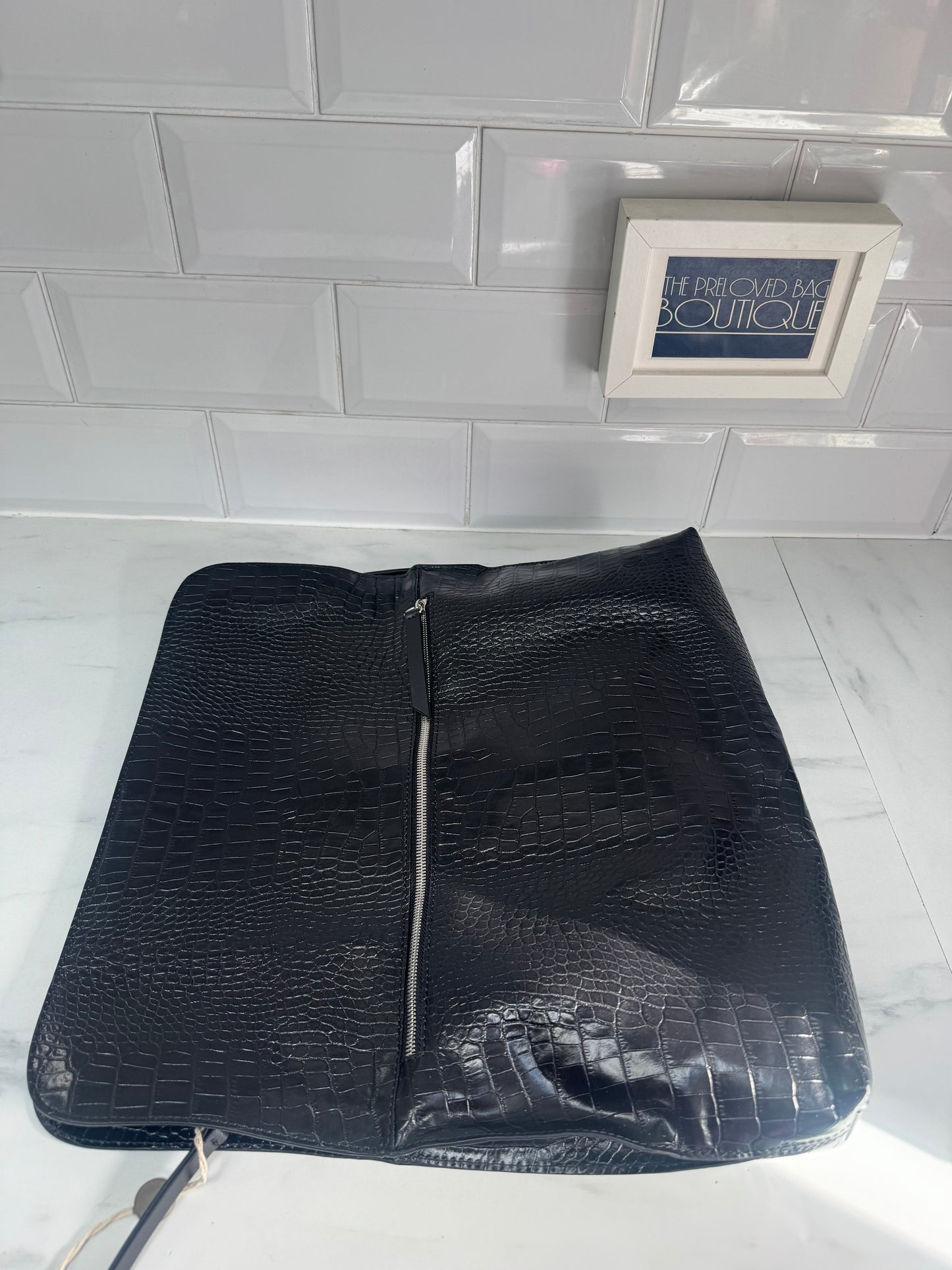 Giuseppe Zanotti Oversized Clutch - Black Croc Embossed