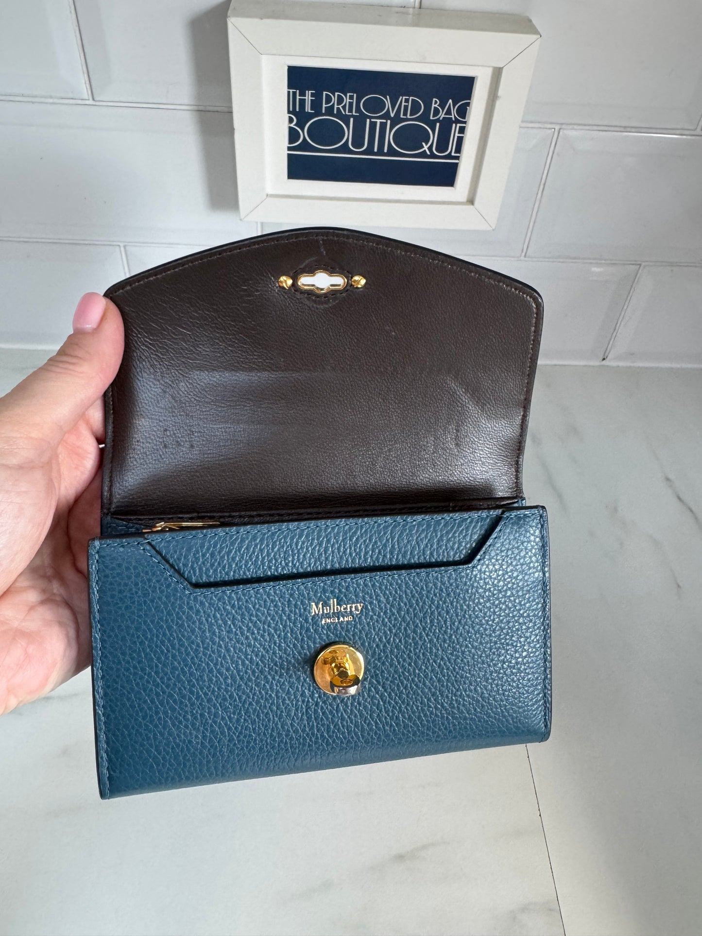 Mulberry Medium Darley Wallet - Deep Sea