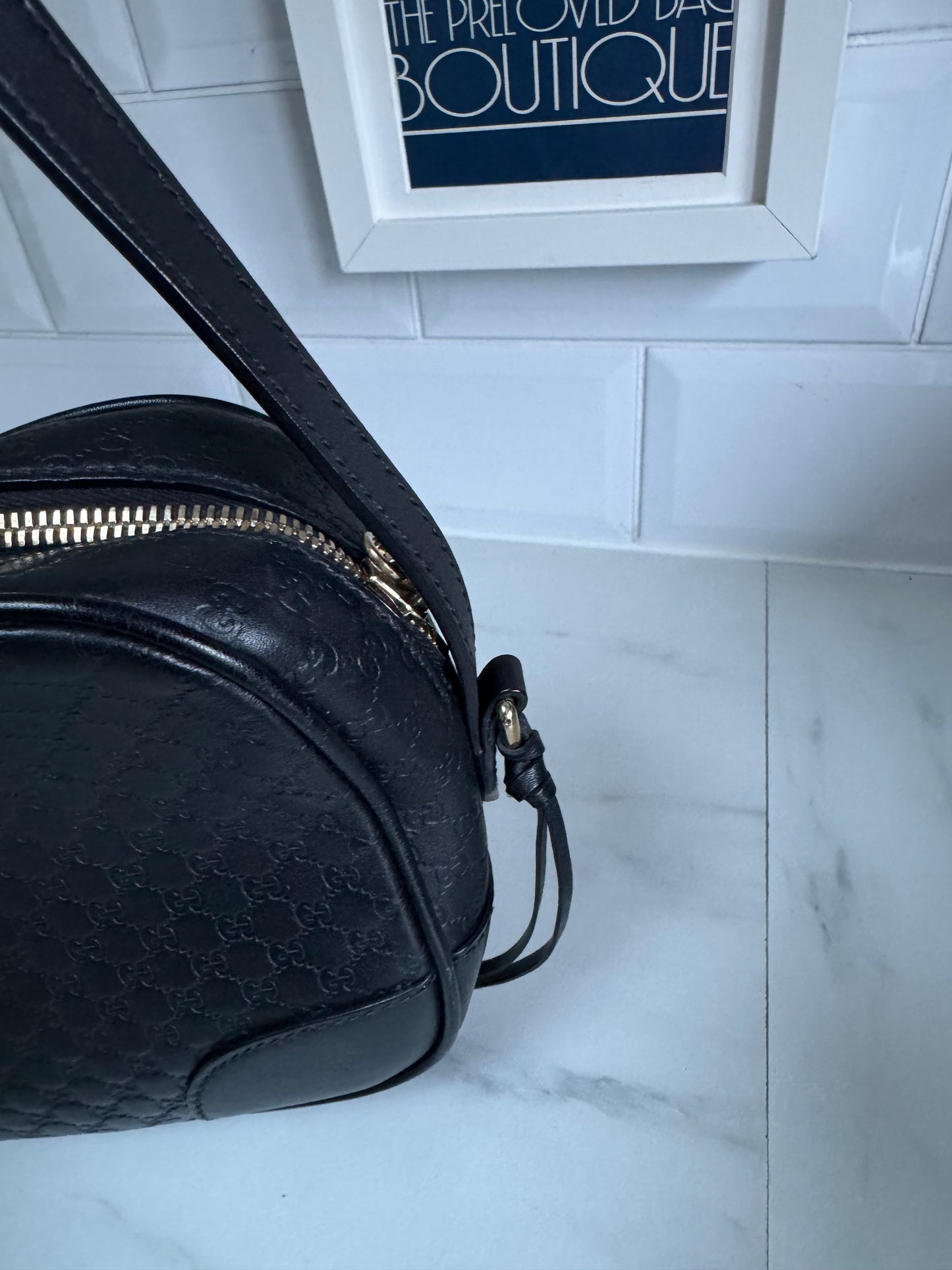 Gucci Micro Guccissima Bree Cross Body Bag - Black