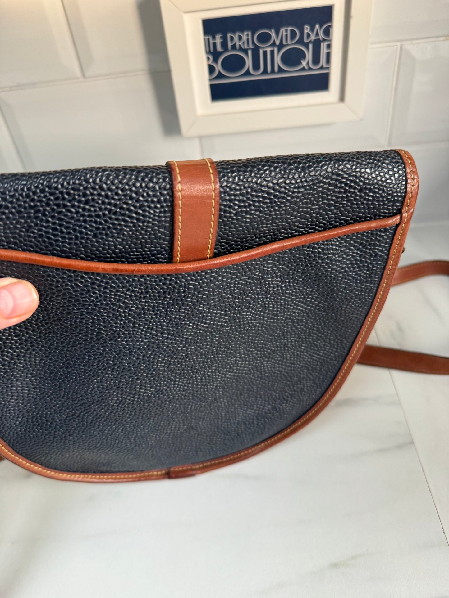 Mulberry Vintage Scotchgrain Saddle Bag - Black & Cognac