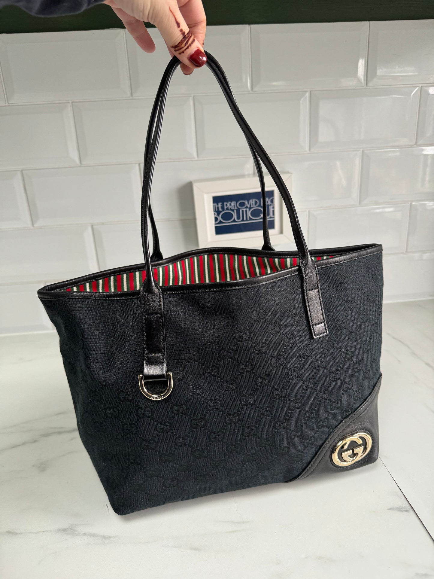 Gucci Monogrammed Tote - Black