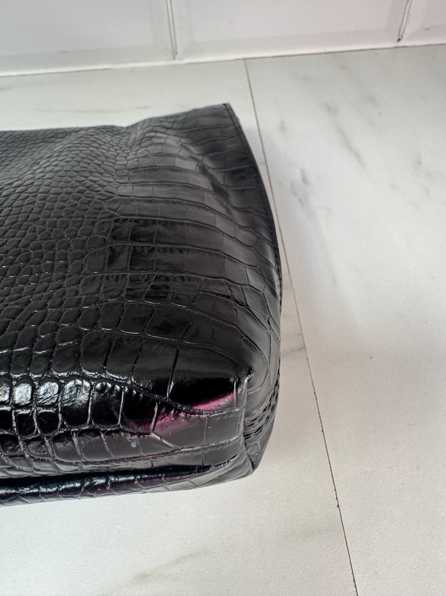 Giuseppe Zanotti Oversized Clutch - Black Croc Embossed