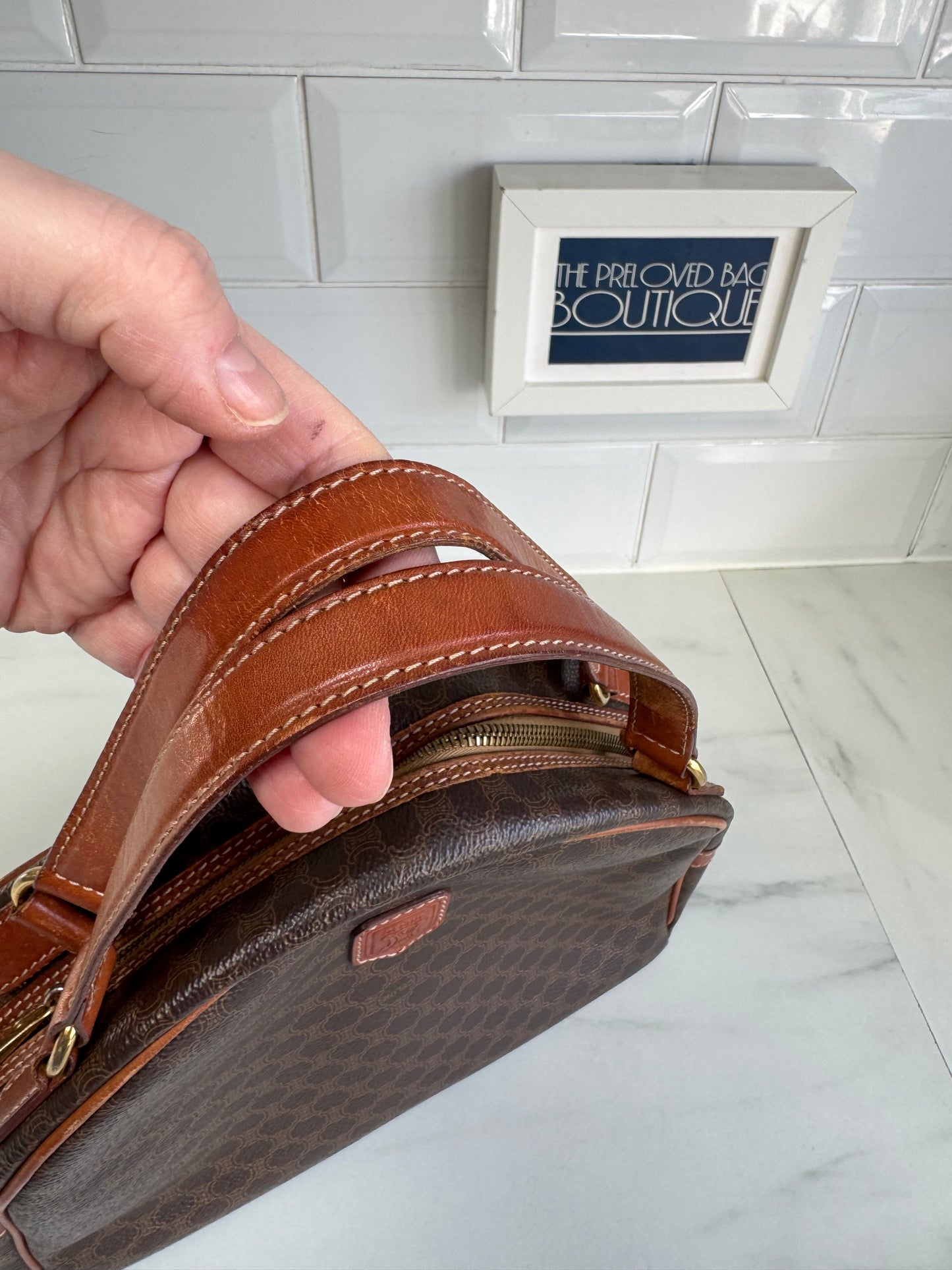 Celine Triomphe Macadam Small Vintage Bowling Bag - Monogram