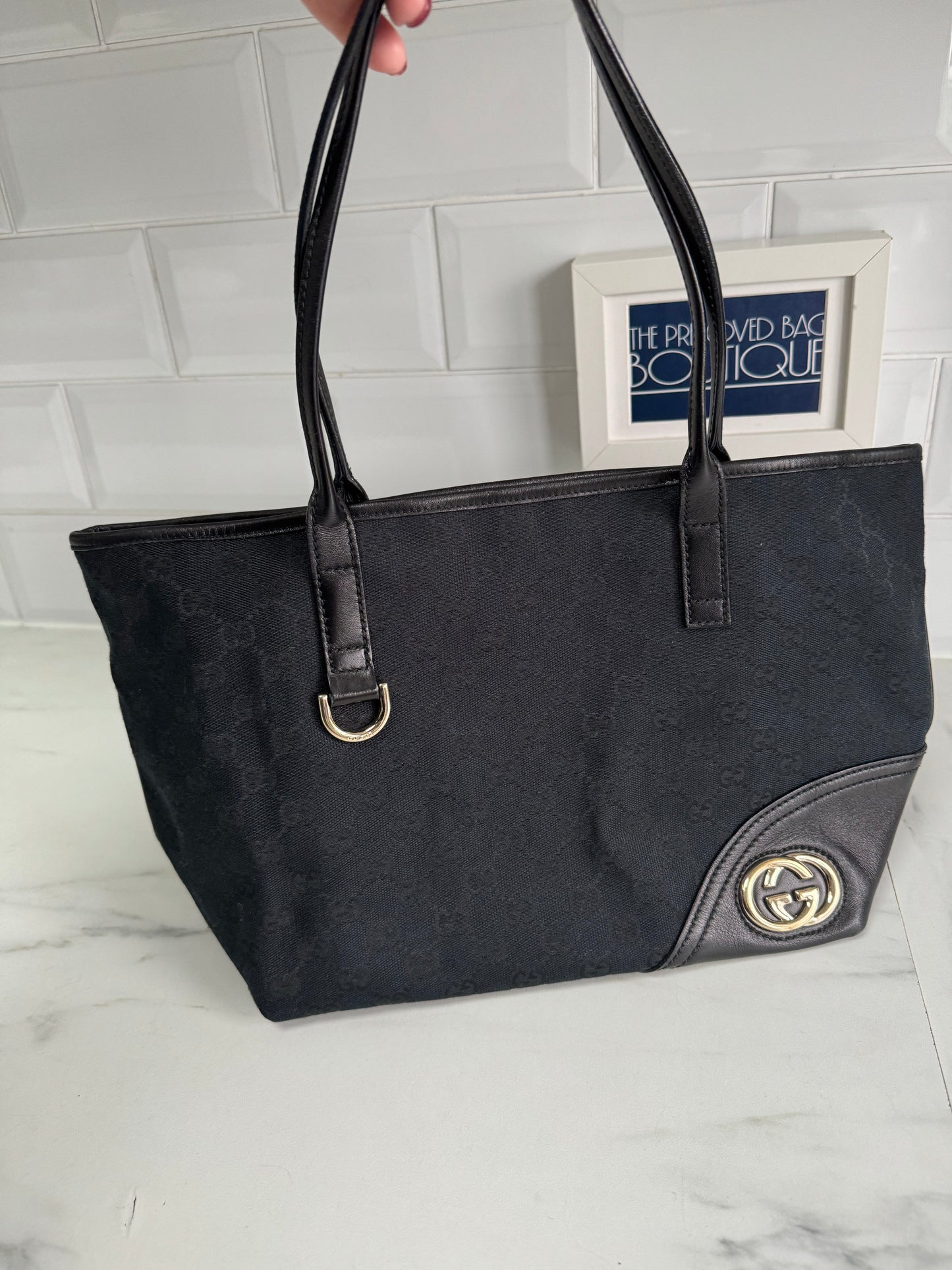 Gucci canvas bag online black