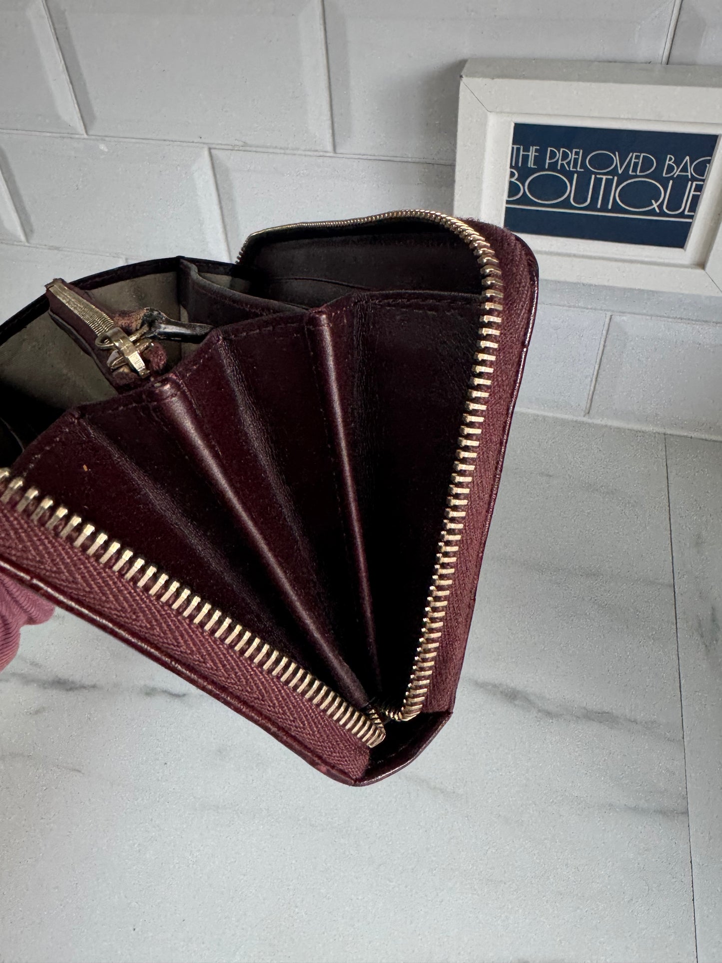 Mulberry Plaque Zip Around Wallet - Oxblood Croc Embossed