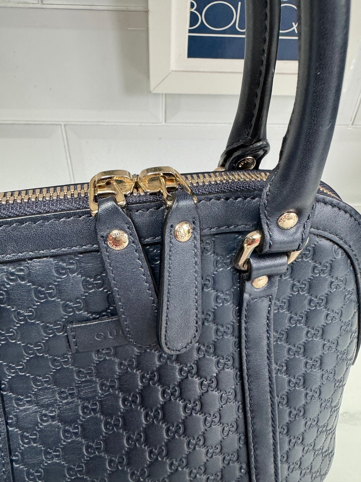 Gucci Guccissima Small Dome Bag - Navy