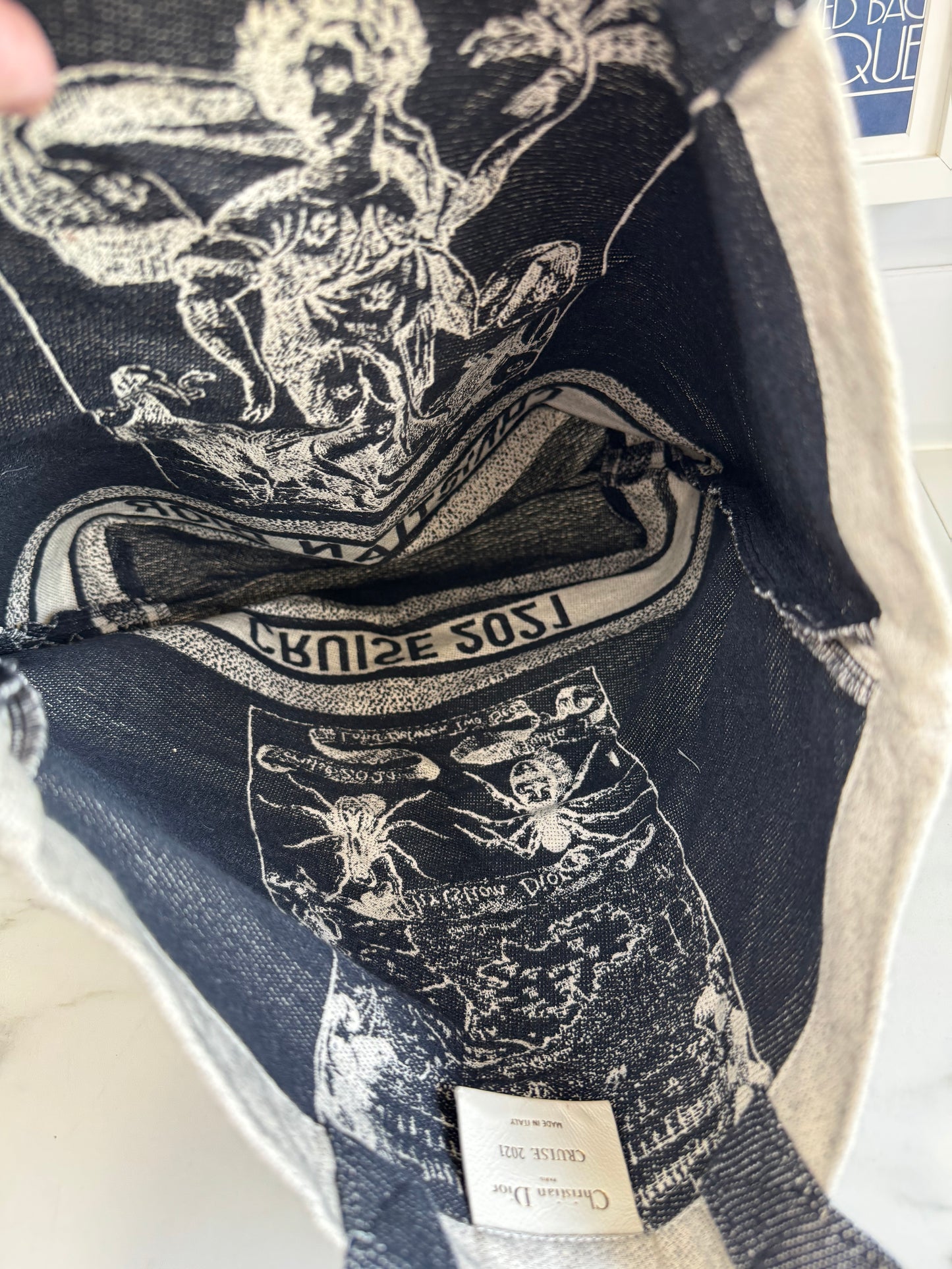 Christian Dior Canvas Shopper Tote - White and Navy