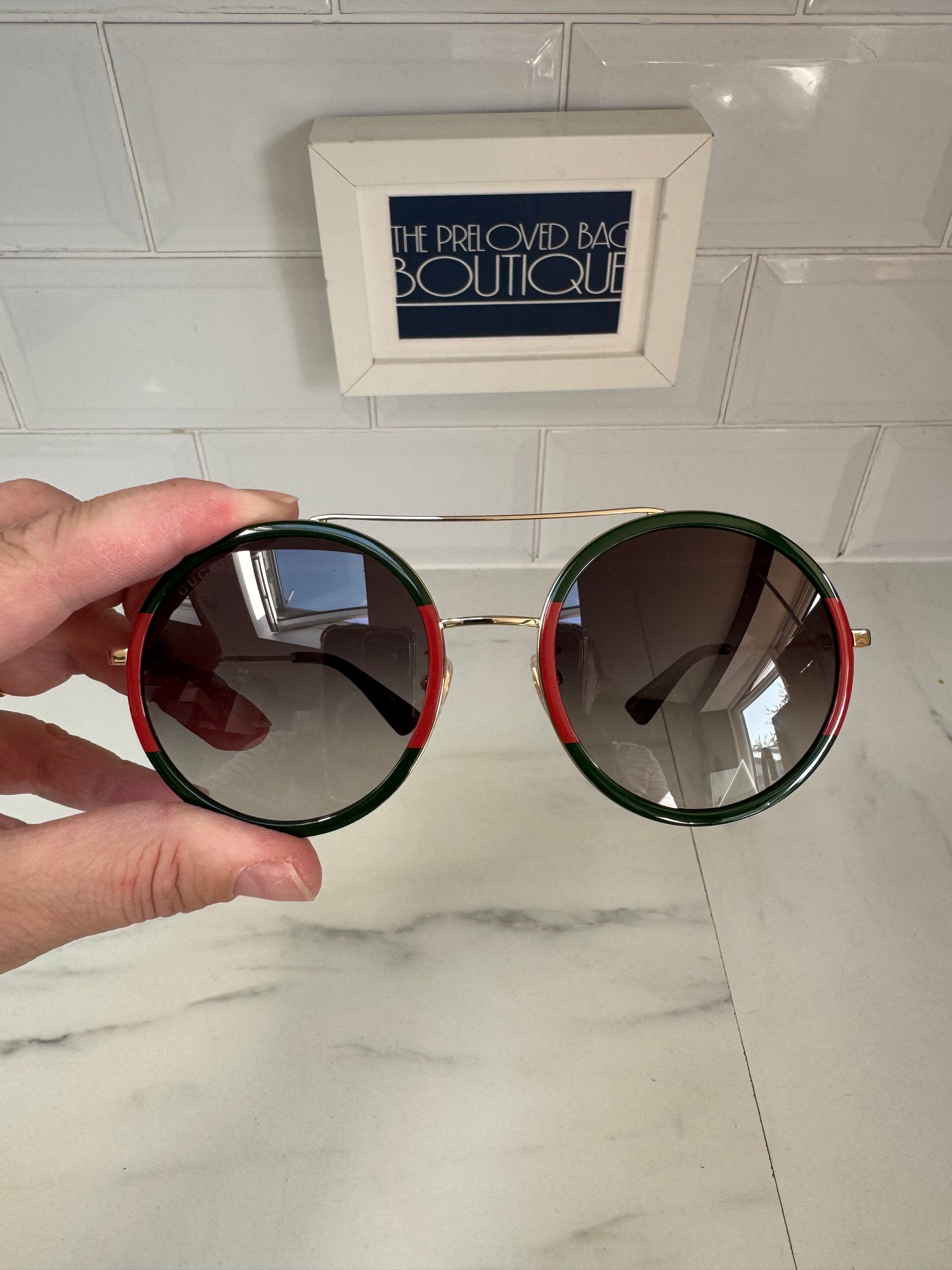 Gucci Round Sunglasses - Green and Red