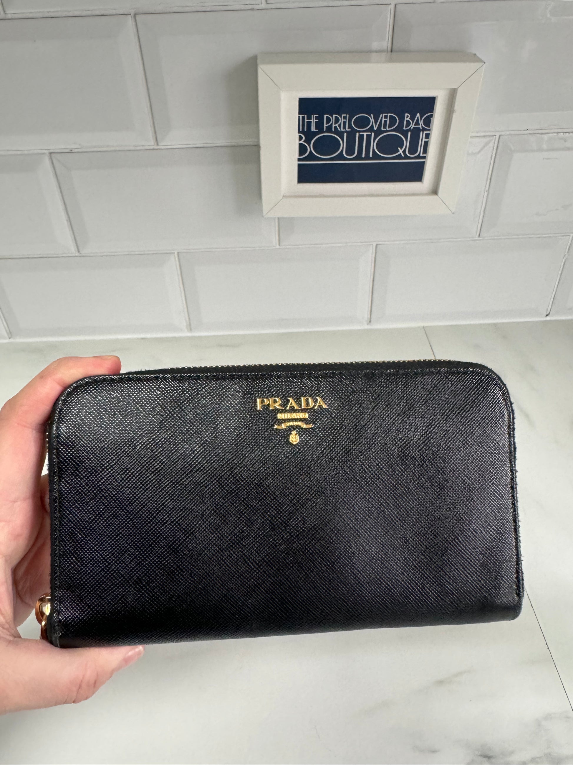 Prada Zip Around Wallet Black