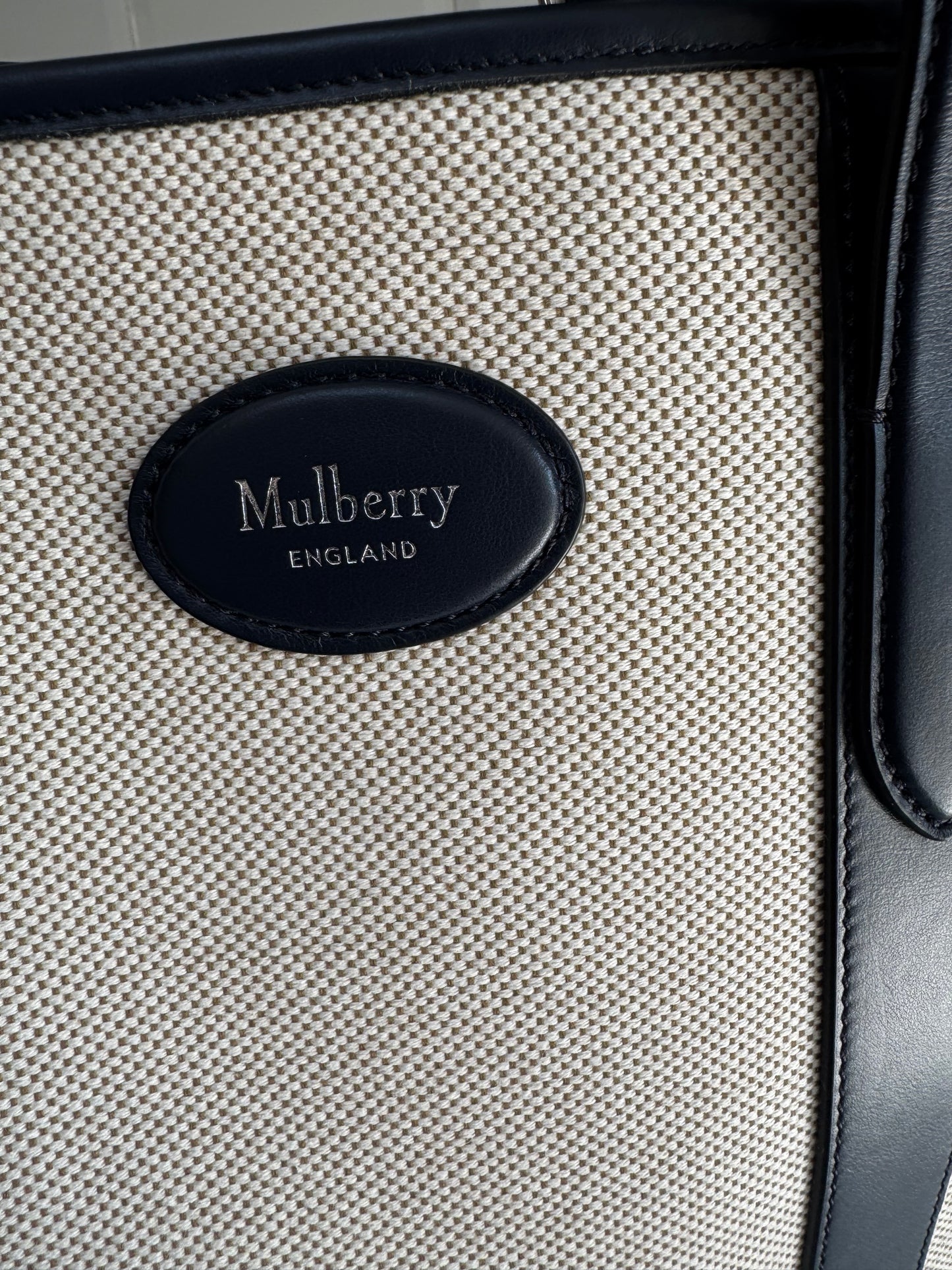 Mulberry Canvas Tote Bag - Ecru and Navy
