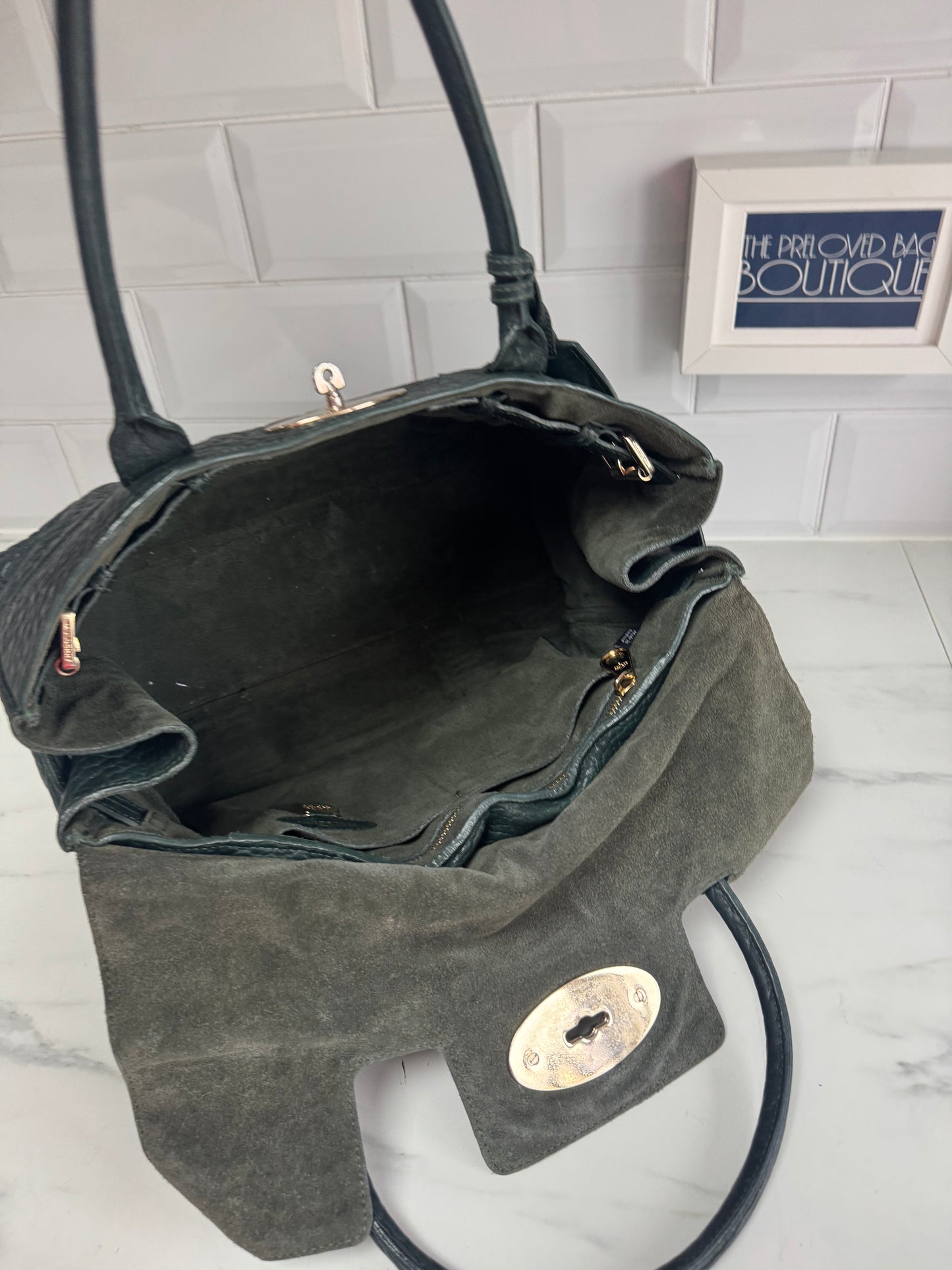 Mulberry Bayswater in Shrunken Calf - Forest Green