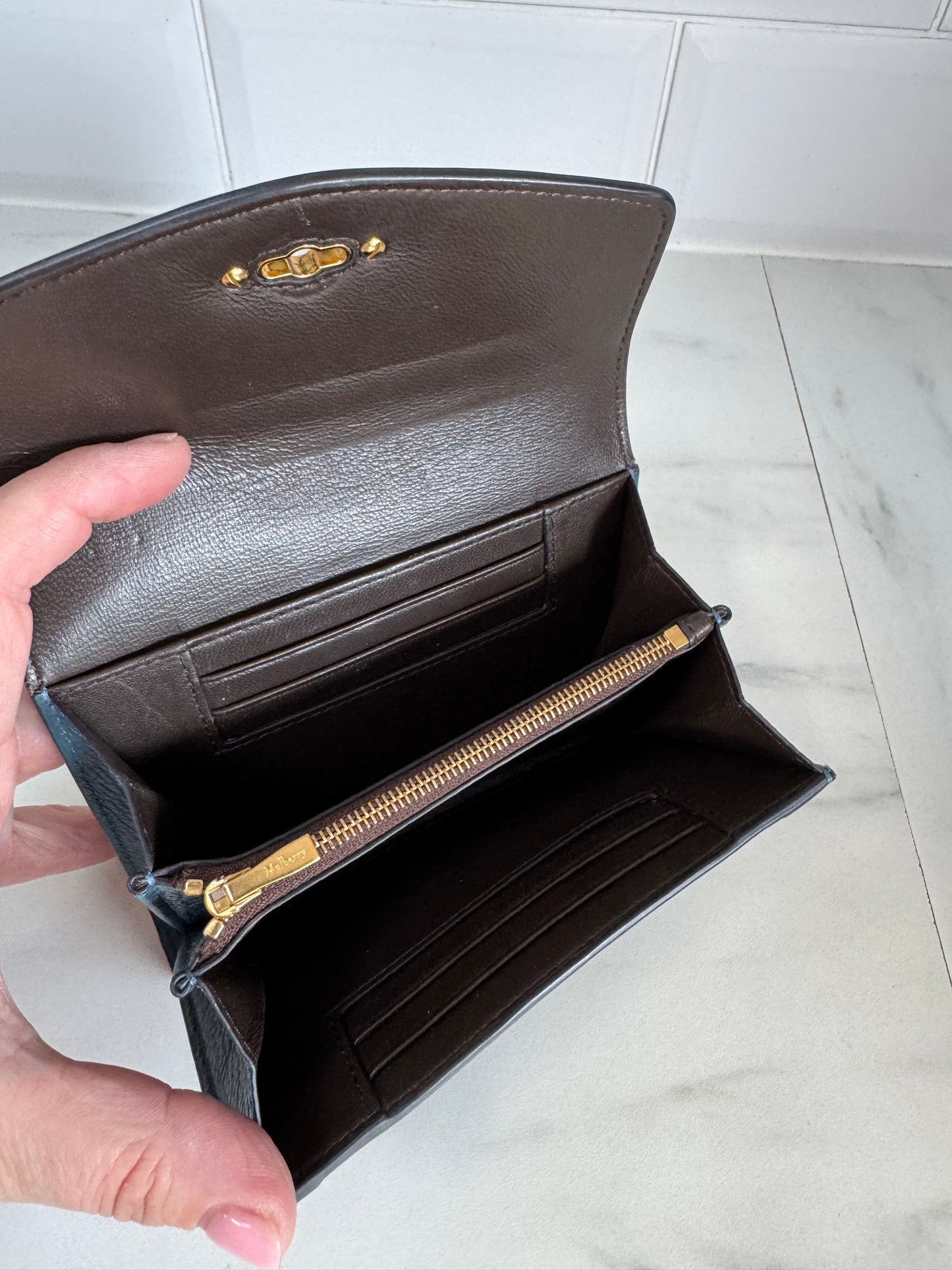 Mulberry Medium Darley Wallet - Deep Sea