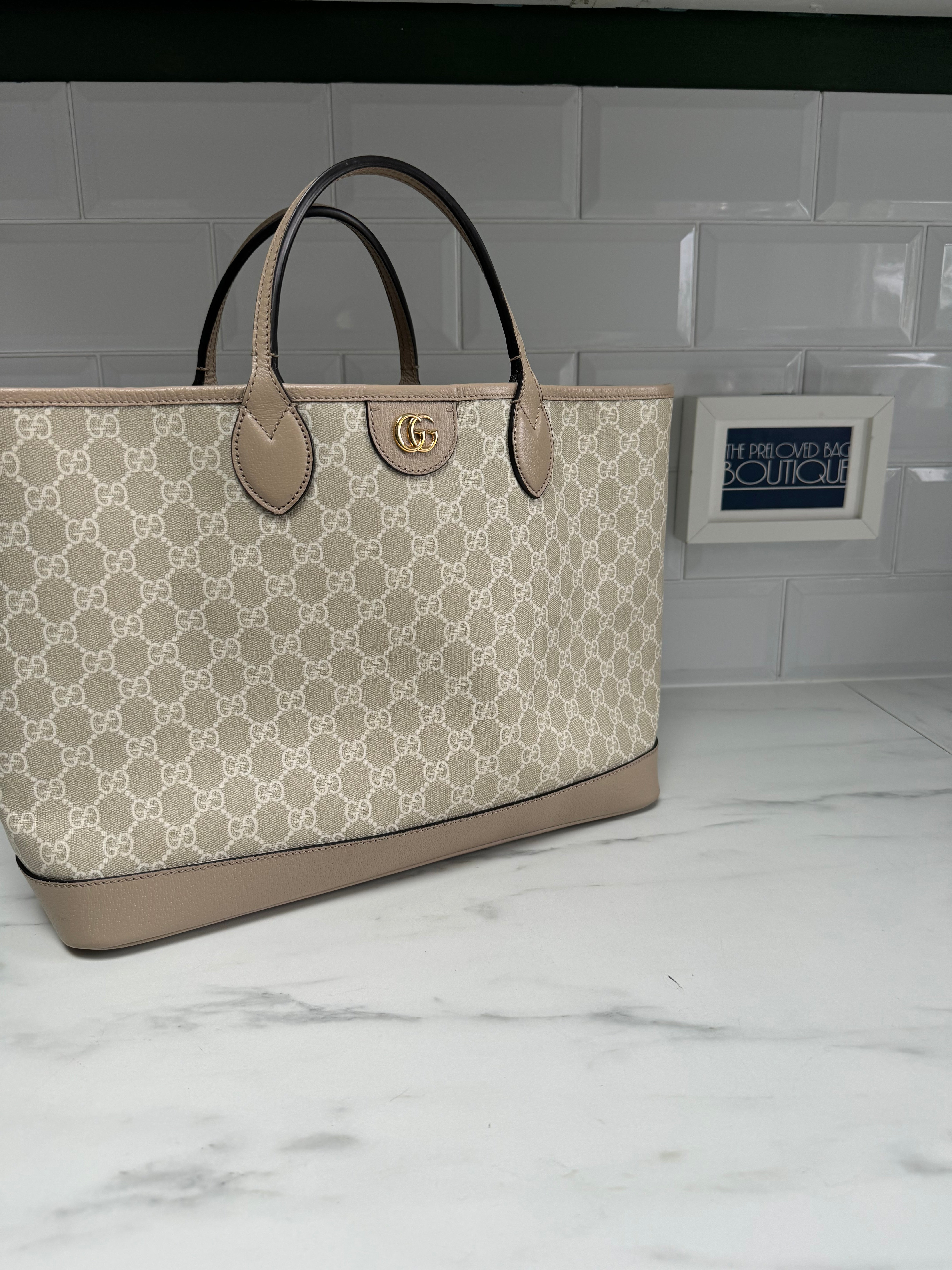 Gucci Ophidia Medium Tote Grey White The Preloved Bag Boutique