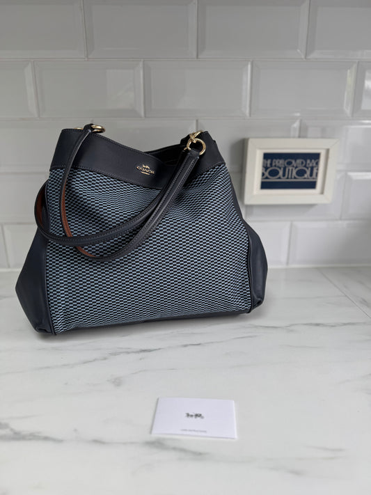 Coach Legacy Jacquard Shoulder Bag - Navy Blue