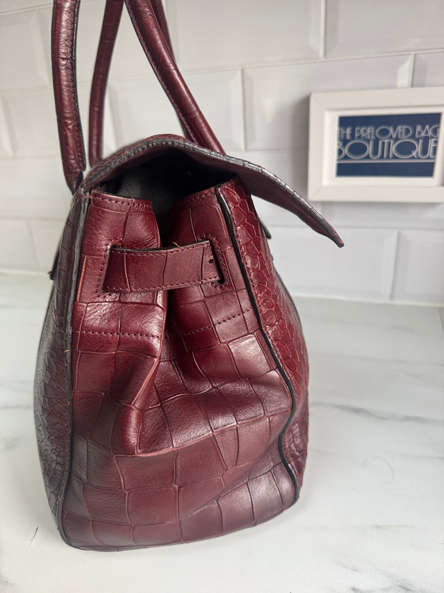 Mulberry Bayswater - Oxblood Croc Embossed