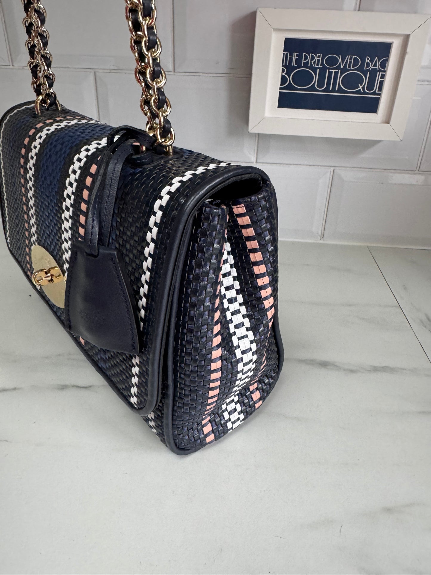 Mulberry Medium Twilight Rafia Lily - blue, pink, black and white