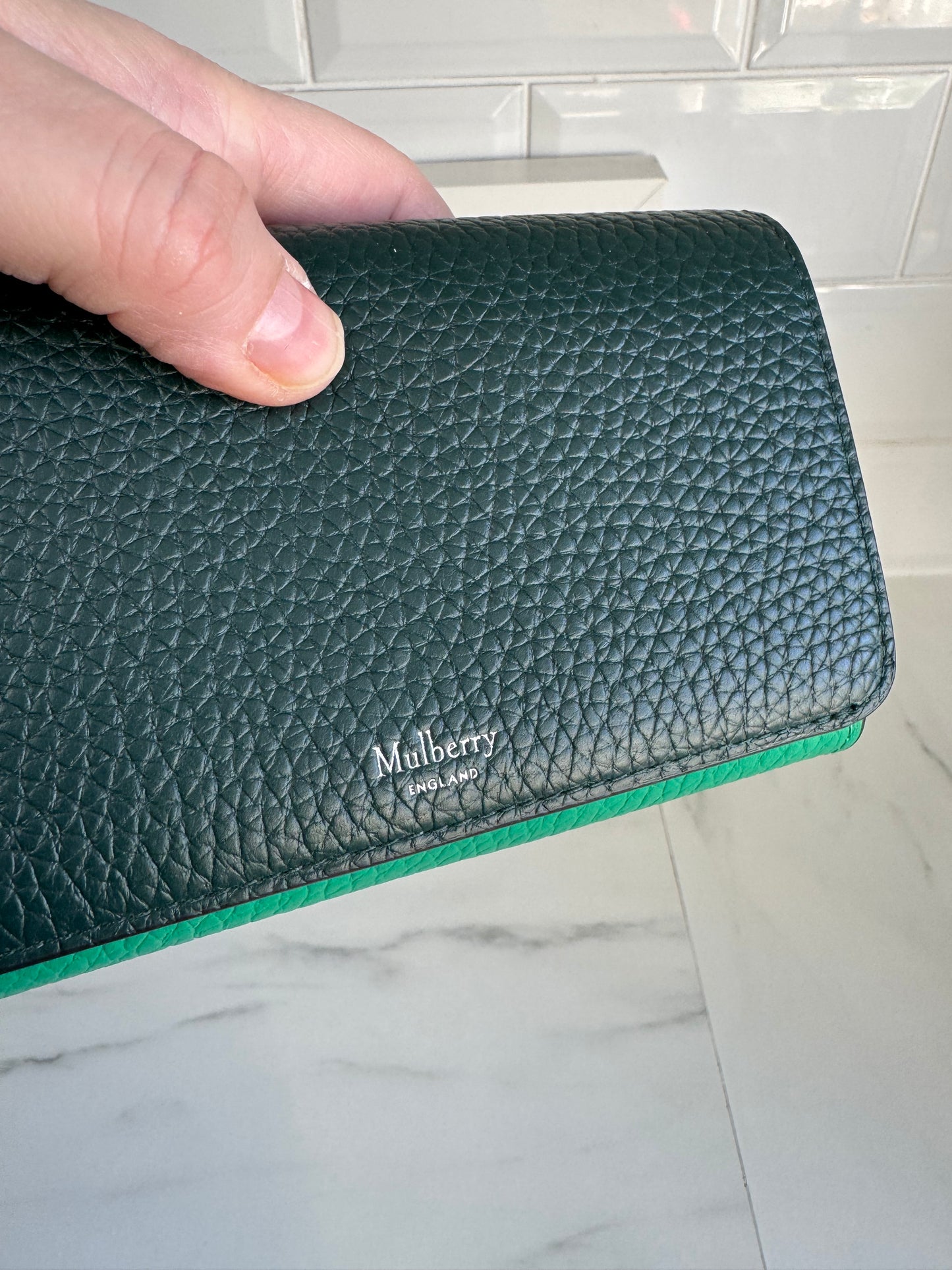 Mulberry Medium Continental Wallet - Mulberry Green and Lawn Green