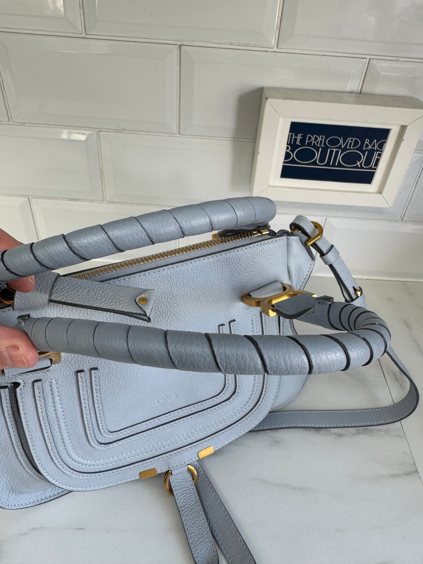Chloé Small Marcie Saddle Bag - Washed Blue