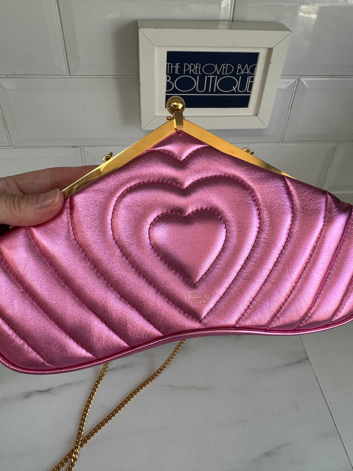 Mulberry Small Witney Heart Clutch - Metallic Pink