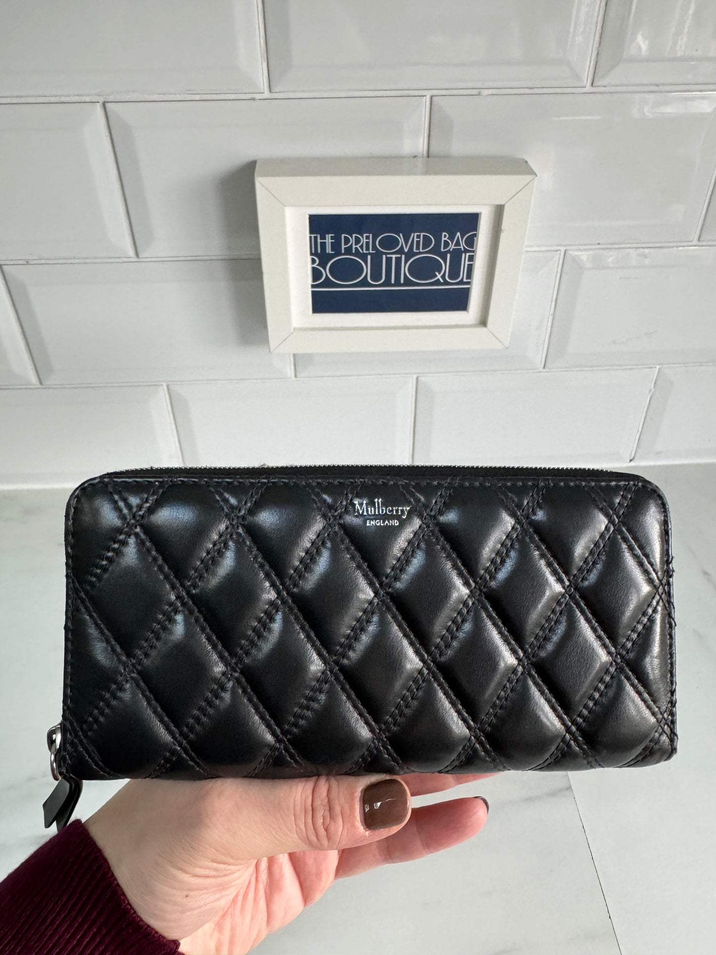 Mulberry Long Zip Around Quilted wallet - Black