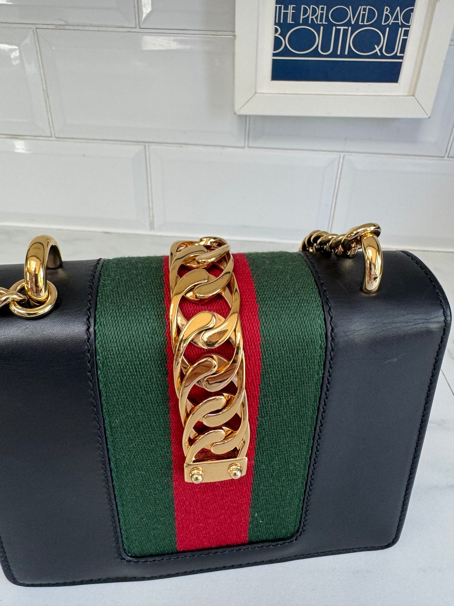 Gucci Mini Sylvia Shoulder bag - Black, Green, Red and Gold