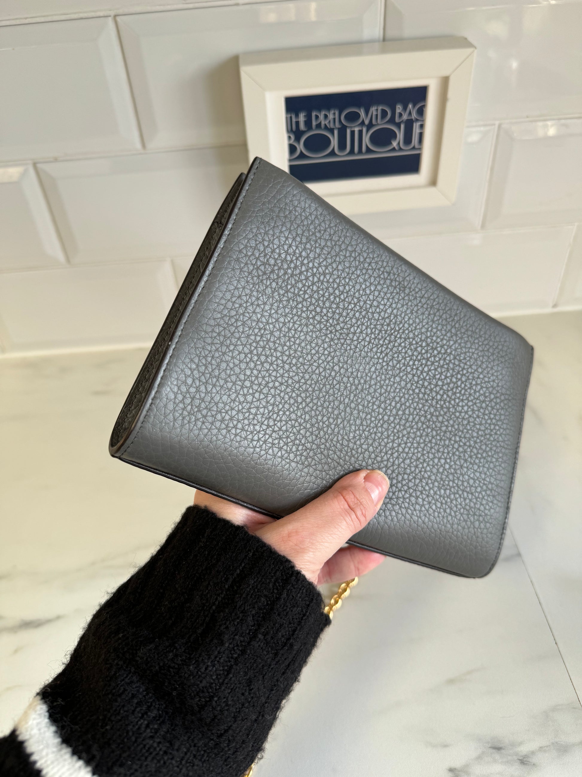Charcoal grey clutch bag sales
