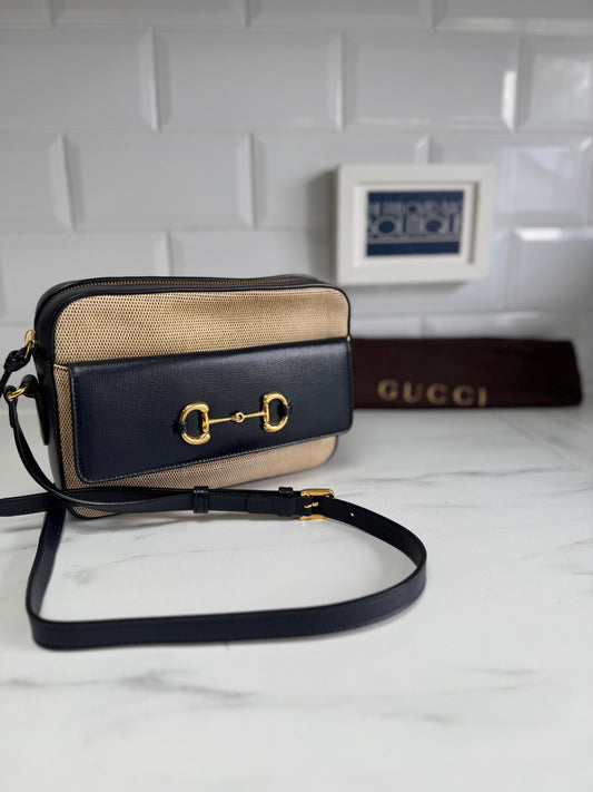 Gucci 1955 Flap Pocket Camera Bag - Beige, Navy