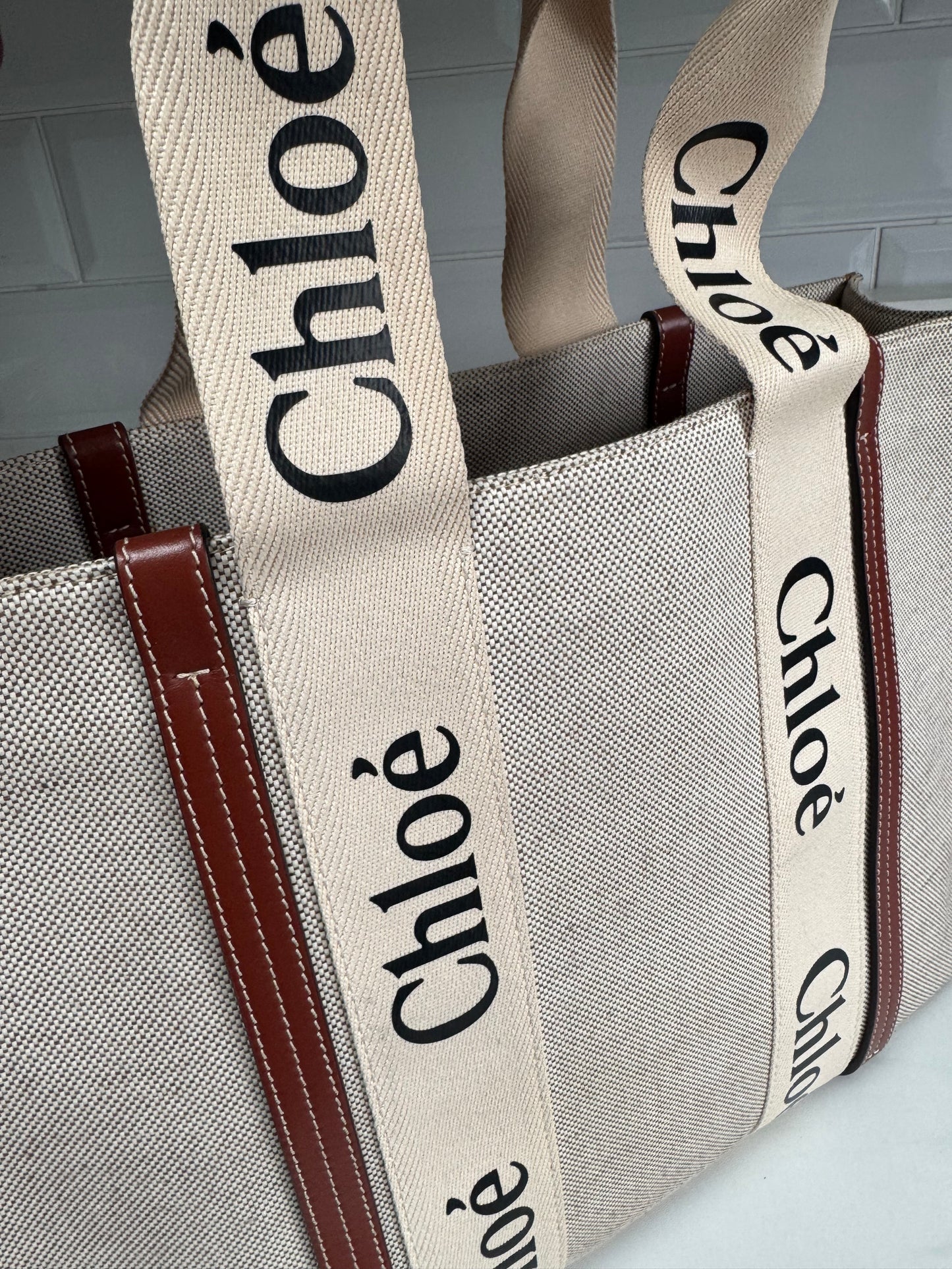 Chloé Large Woody Tote - Natural, Cream, Tan and Black